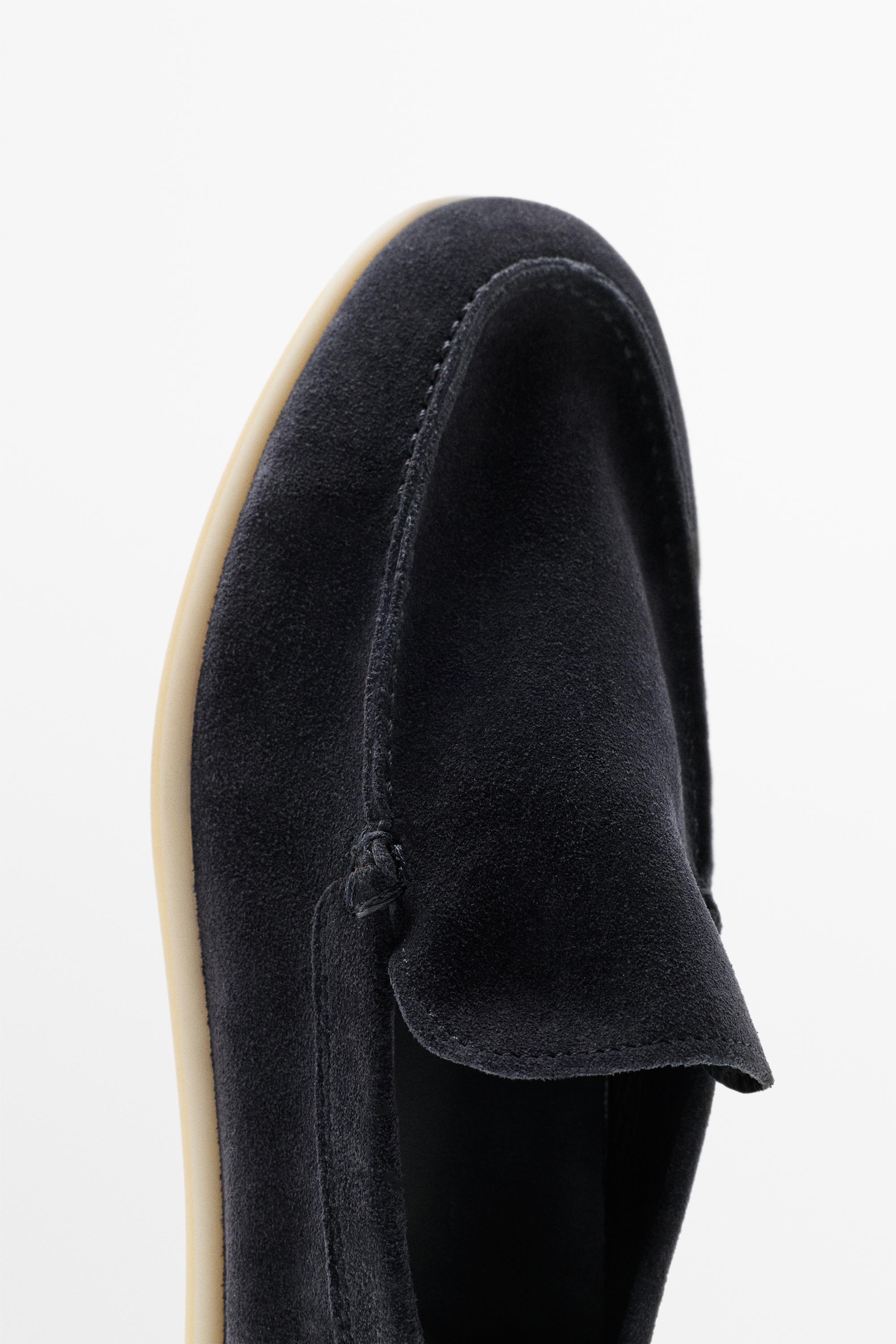 Soft split leather loafers — BLUE