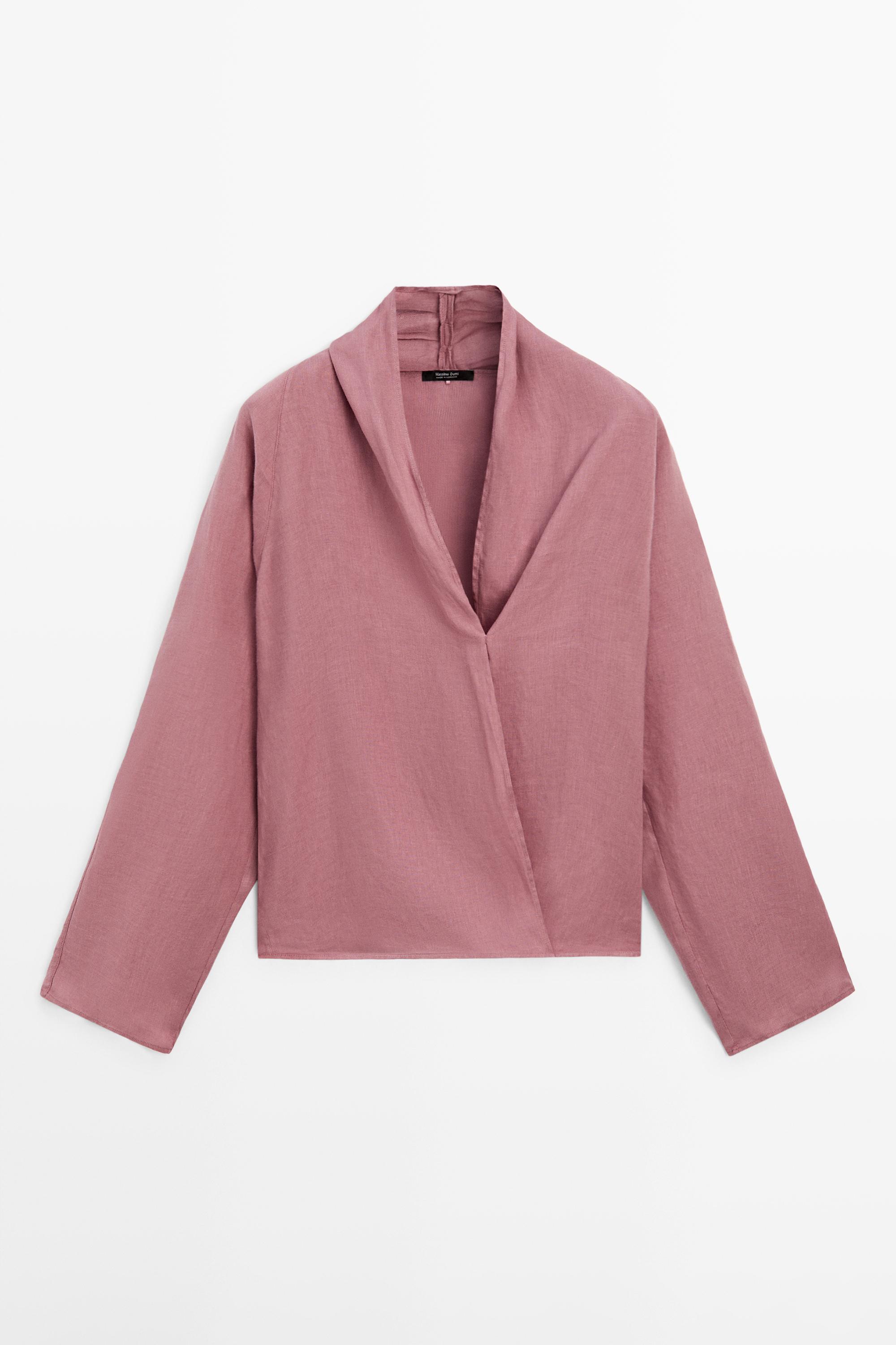 Blouse fluide croisée ample en lin