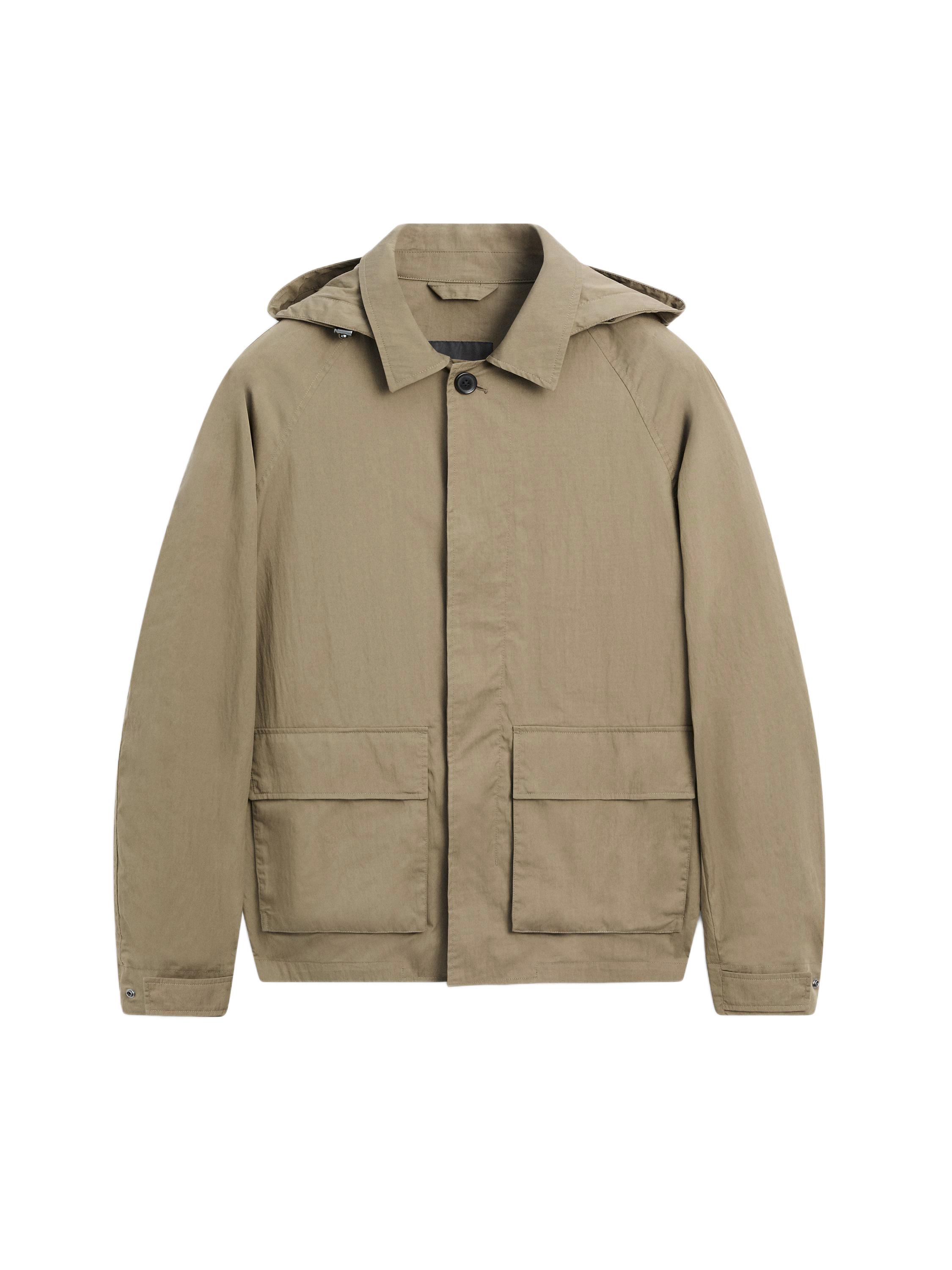 Cotton blend parka with pockets — BEIGE