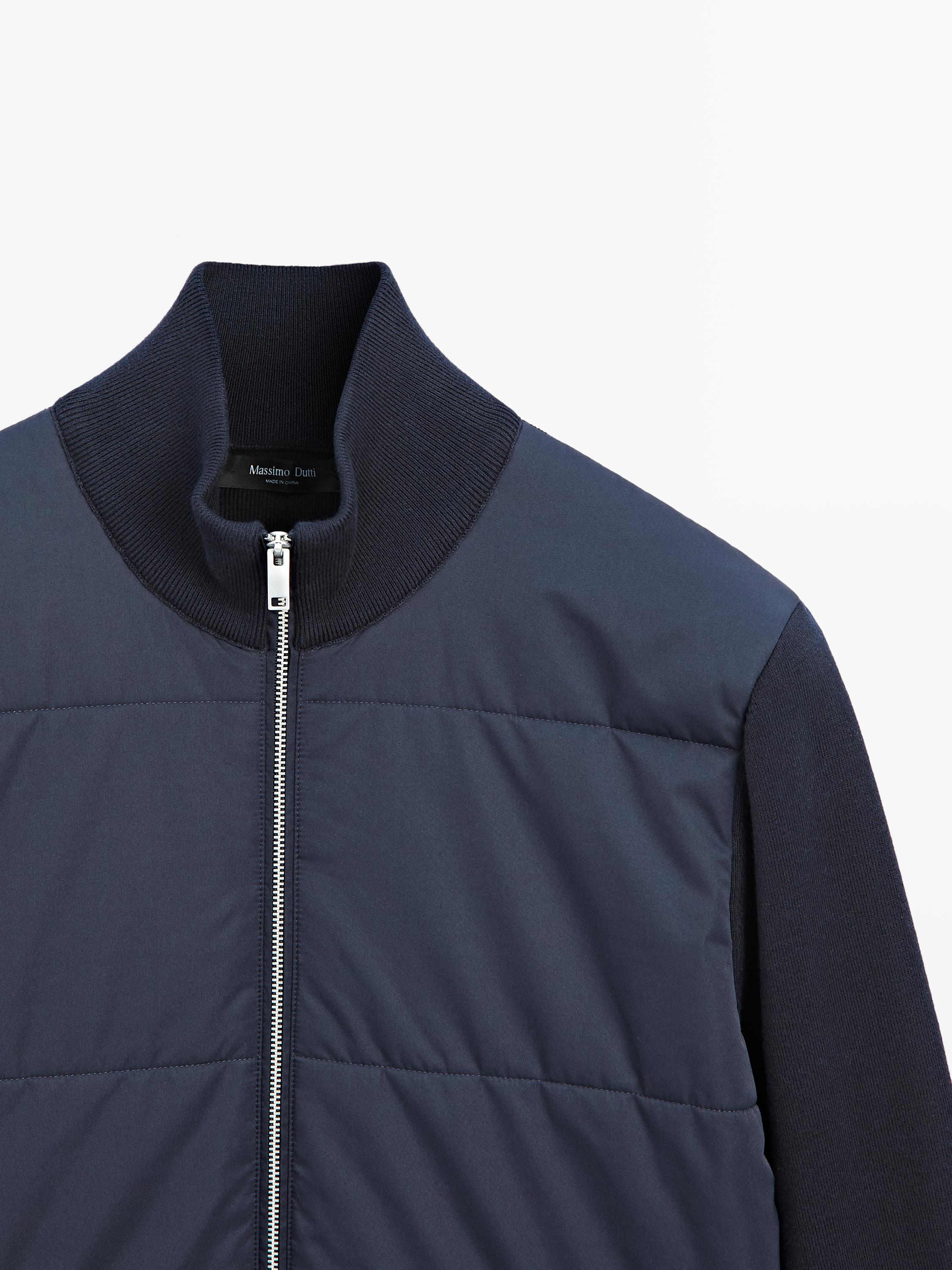 콘트라스트 니트 패딩 재킷