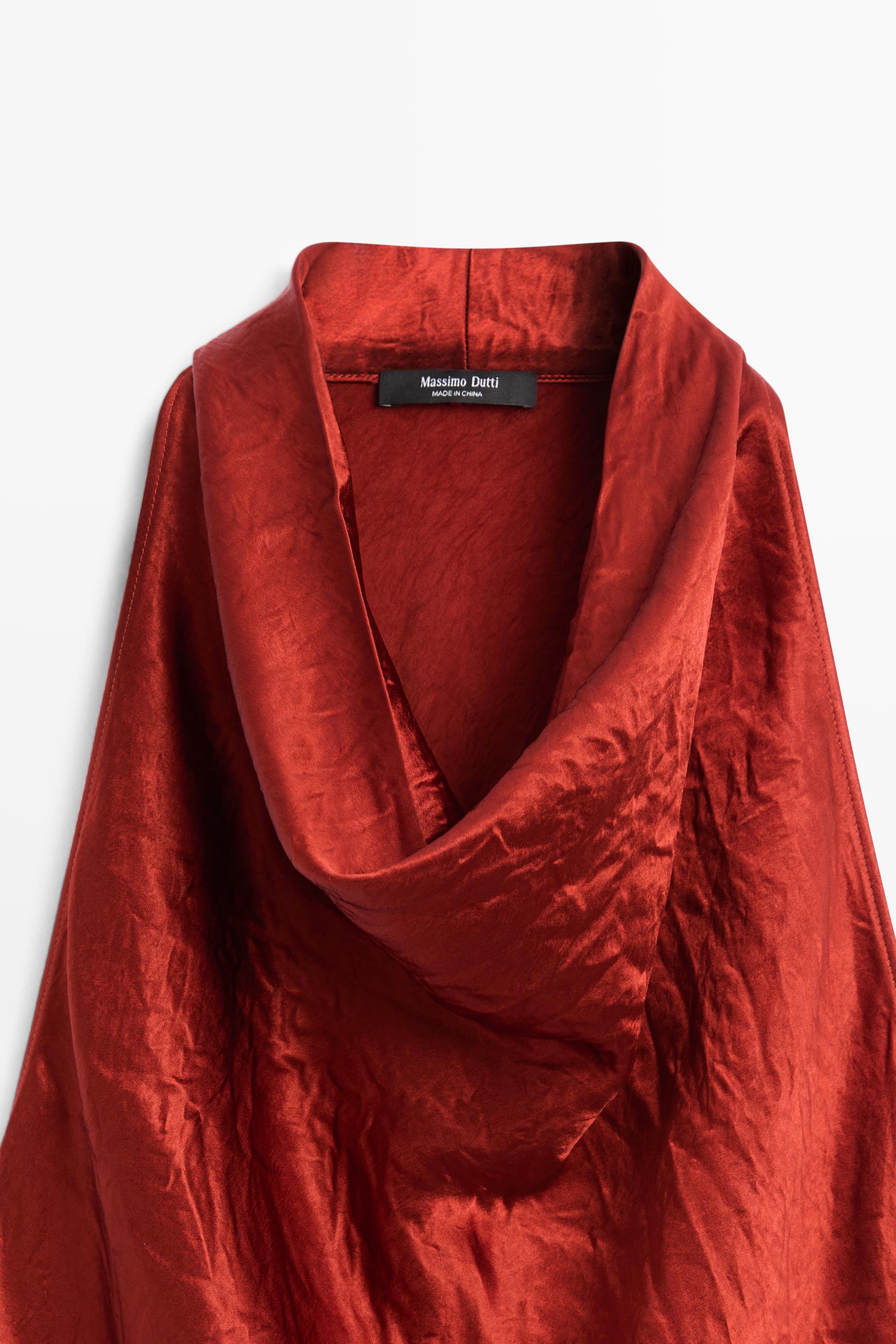 Draped neckline maxi dress — BRIGHT RED