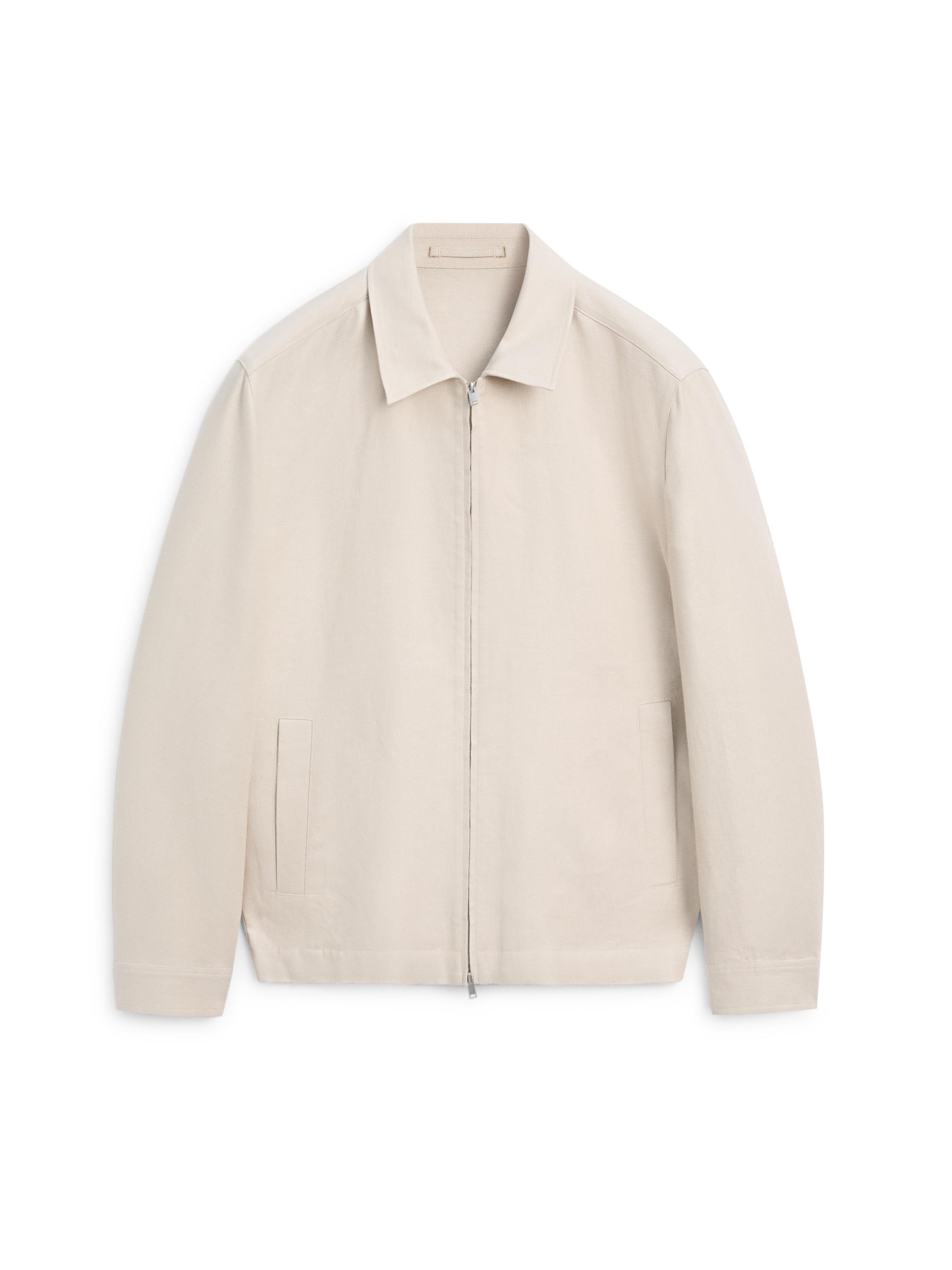 100% linen total look bomber jacket — BEIGE