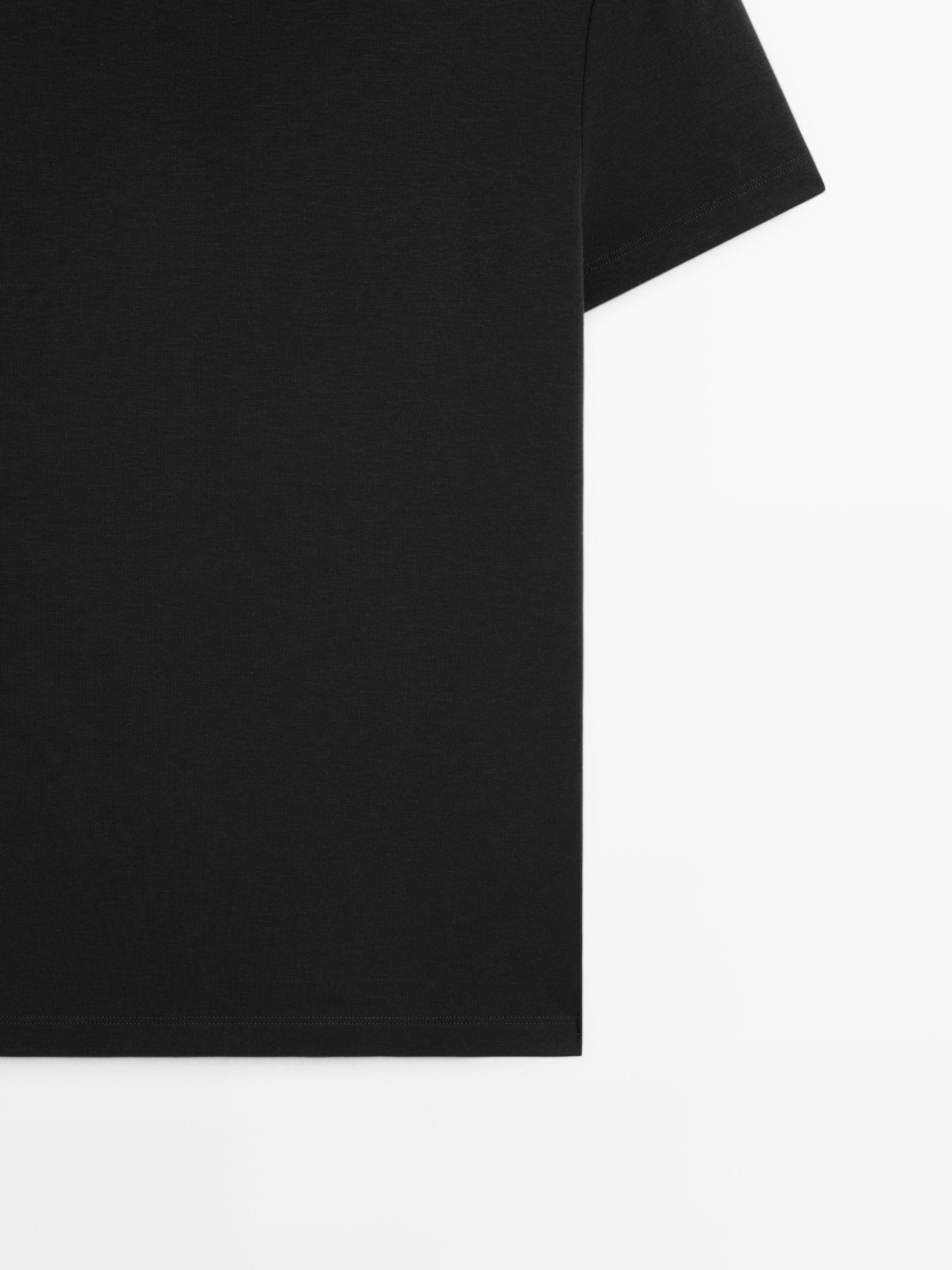 Lyocell blend short sleeve T-shirt — BLACK