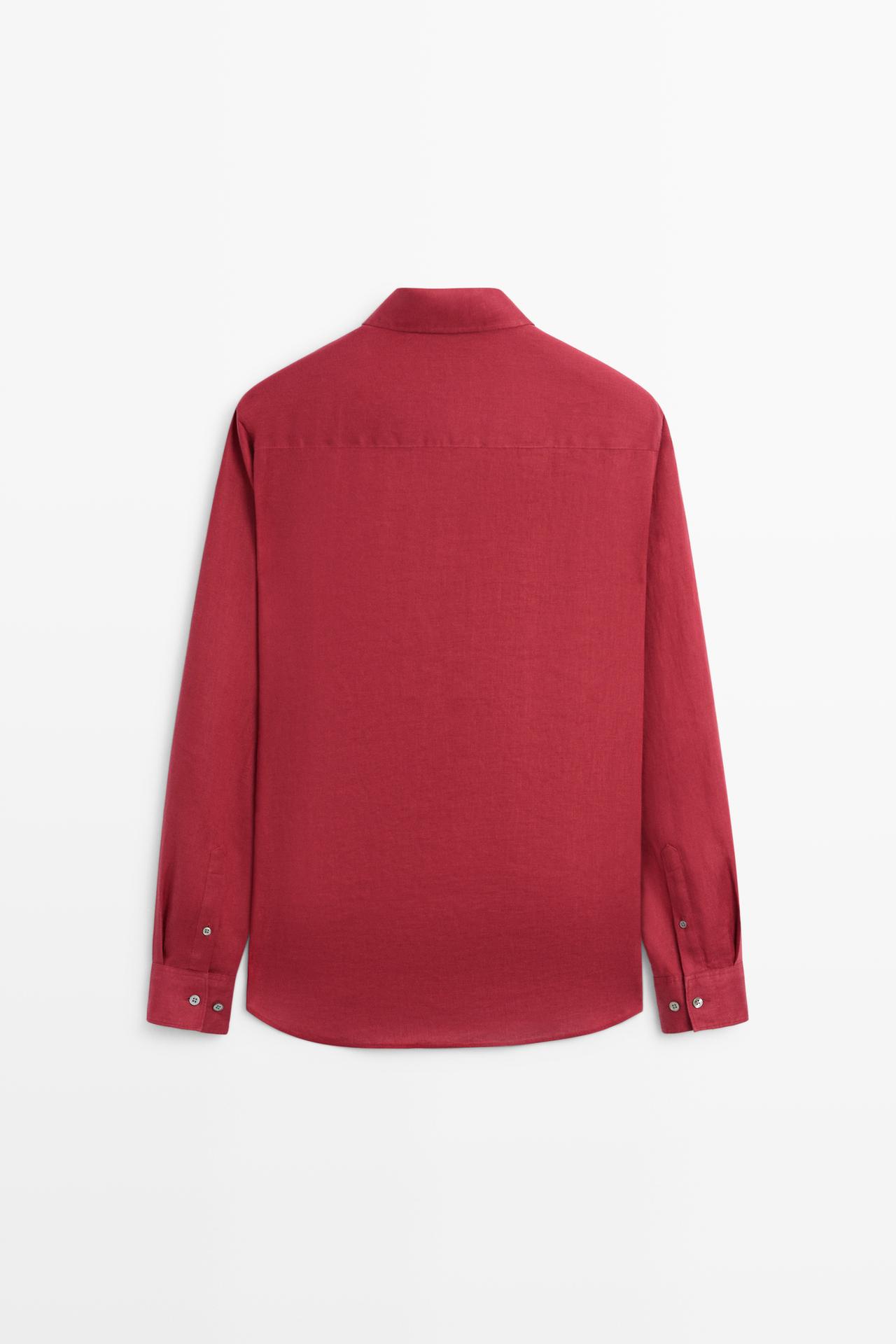 Regular fit 100% linen shirt — RED