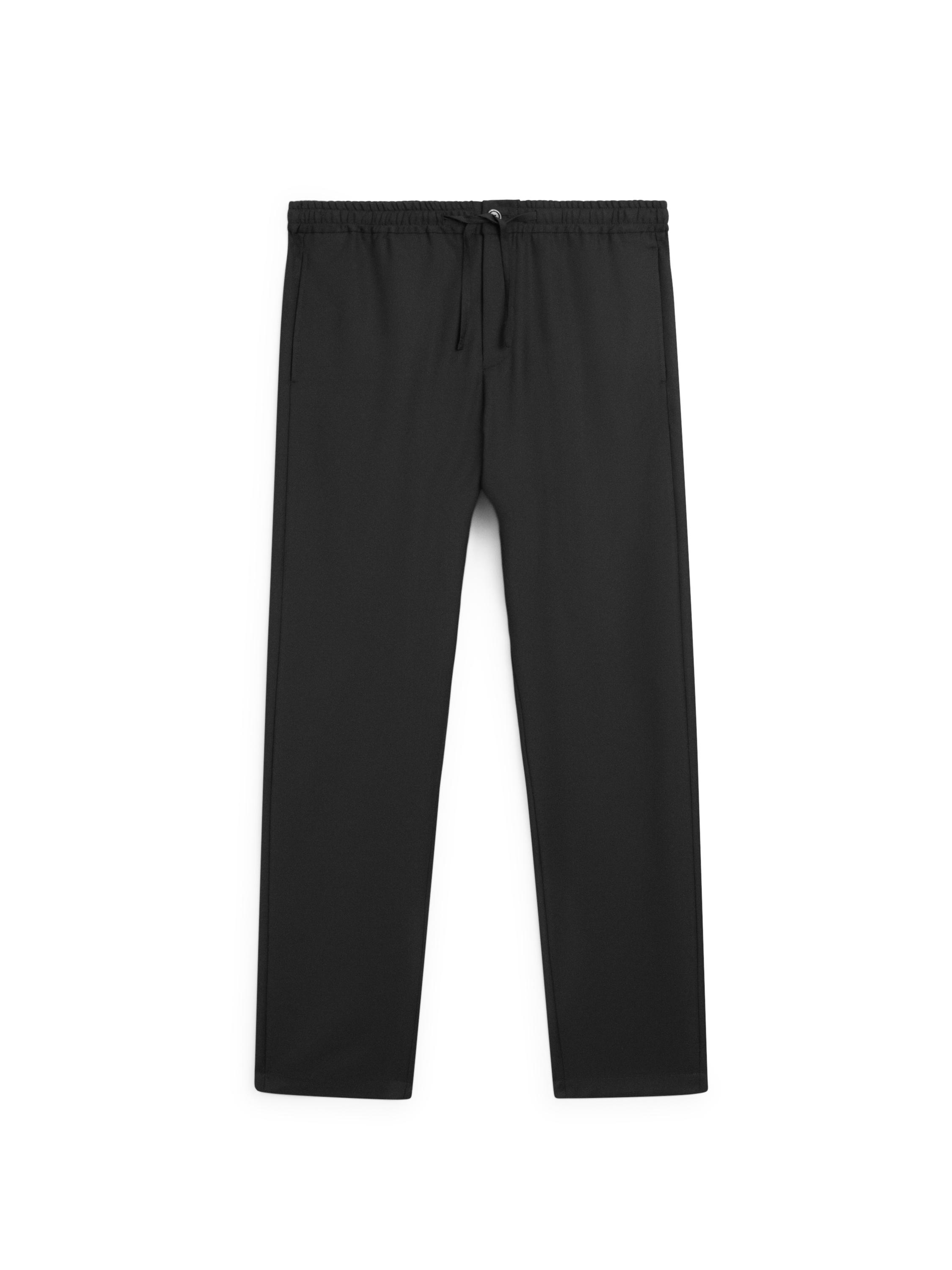 Relaxed fit 100% wool trousers — BLACK