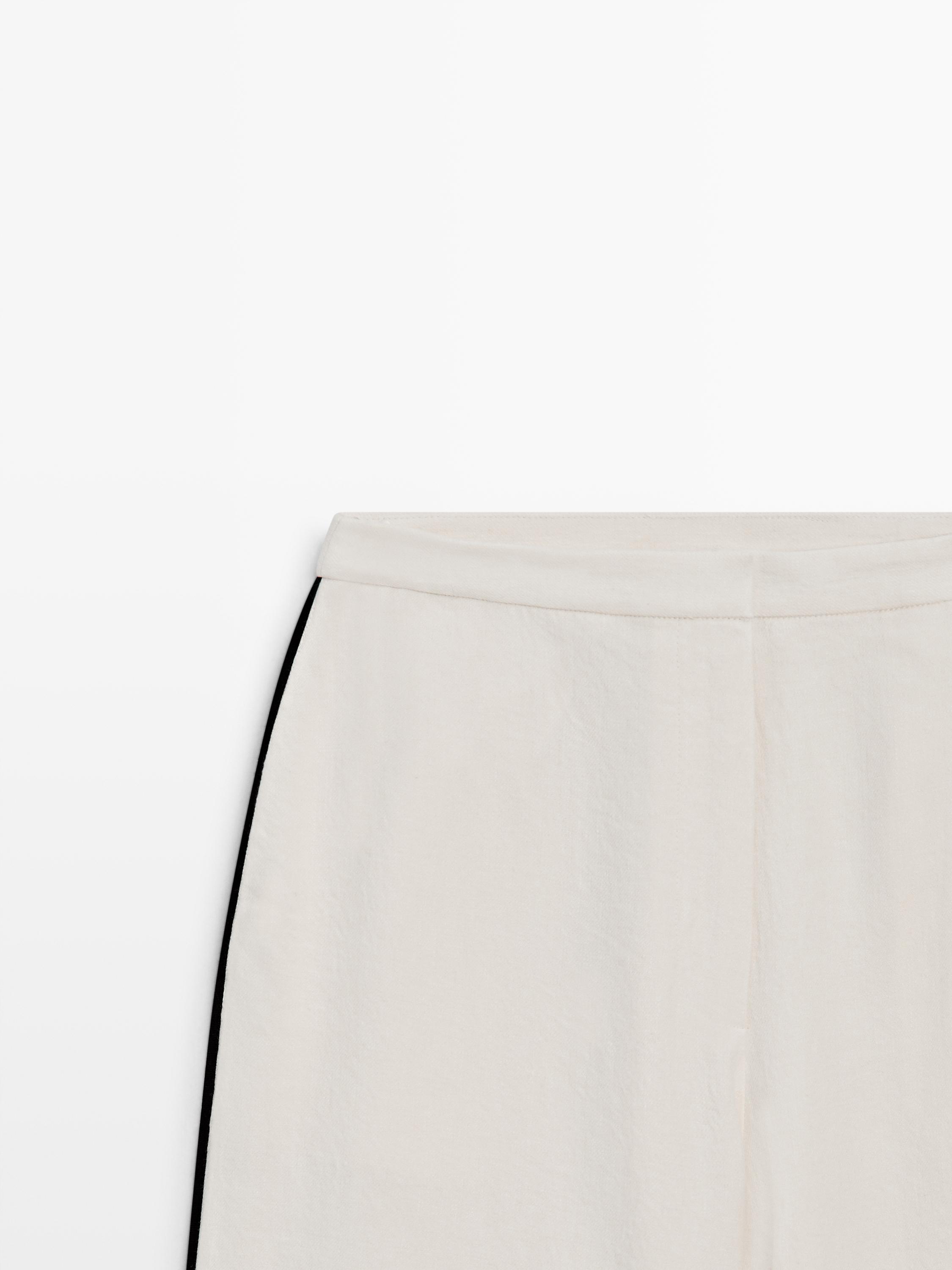 Linen trousers with contrast piping — CREAM