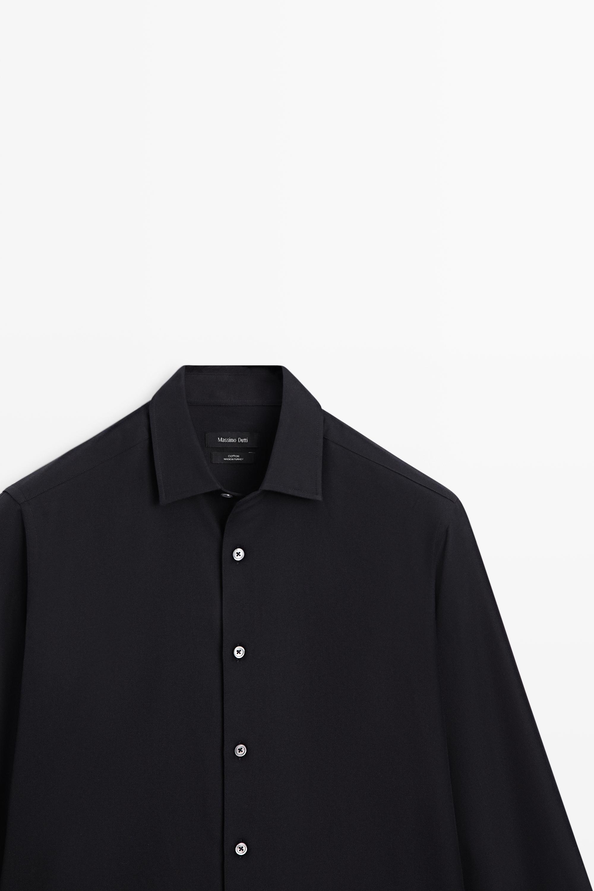 100% Cotton Twill Regular Fit Shirt — NAVY BLUE