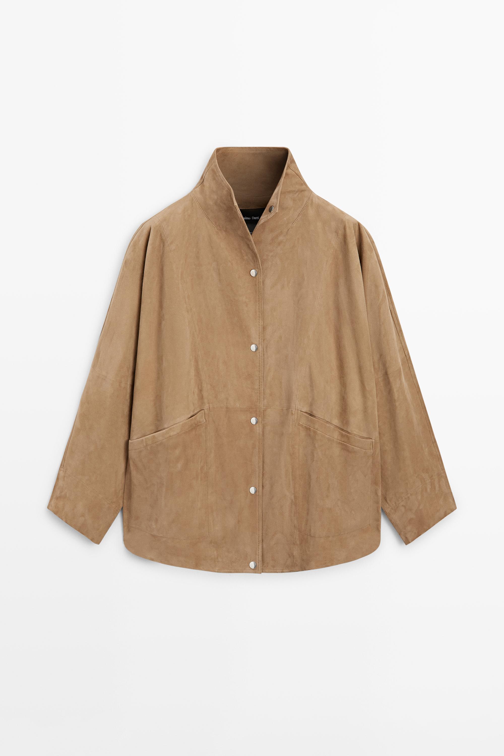 Oversize suede leather jacket — SAND
