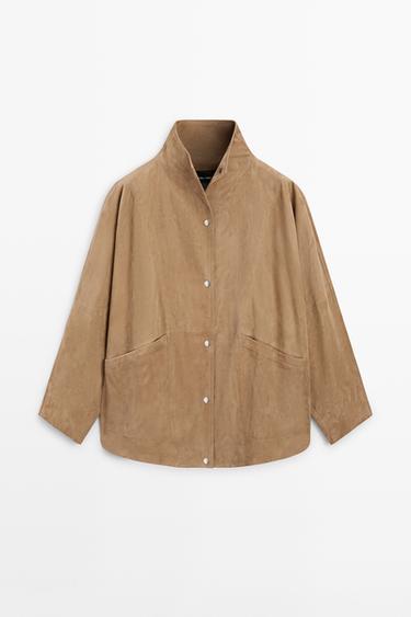 Oversize suede leather jacket — SAND 2