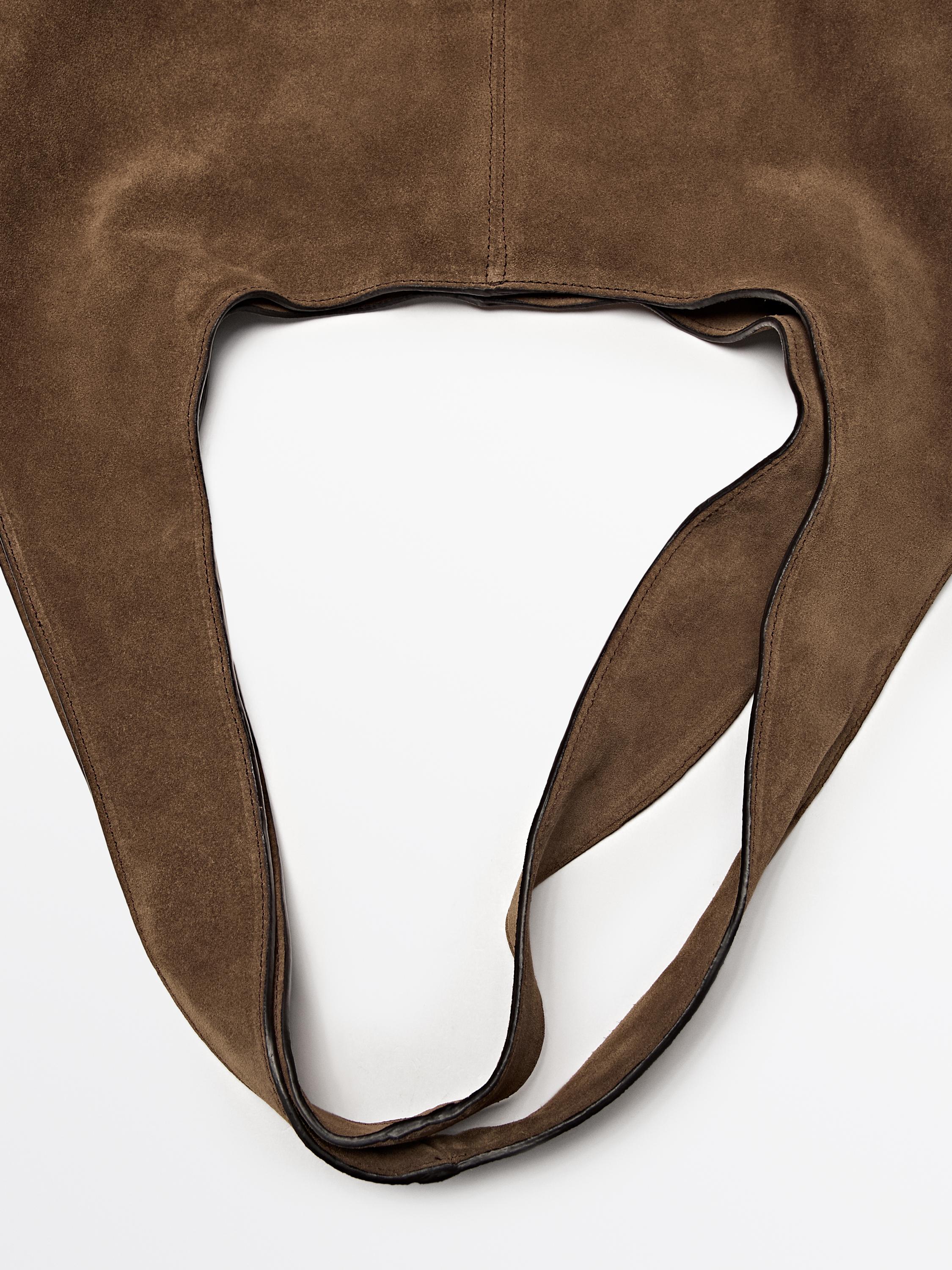 Split leather maxi tote bag — ECRU