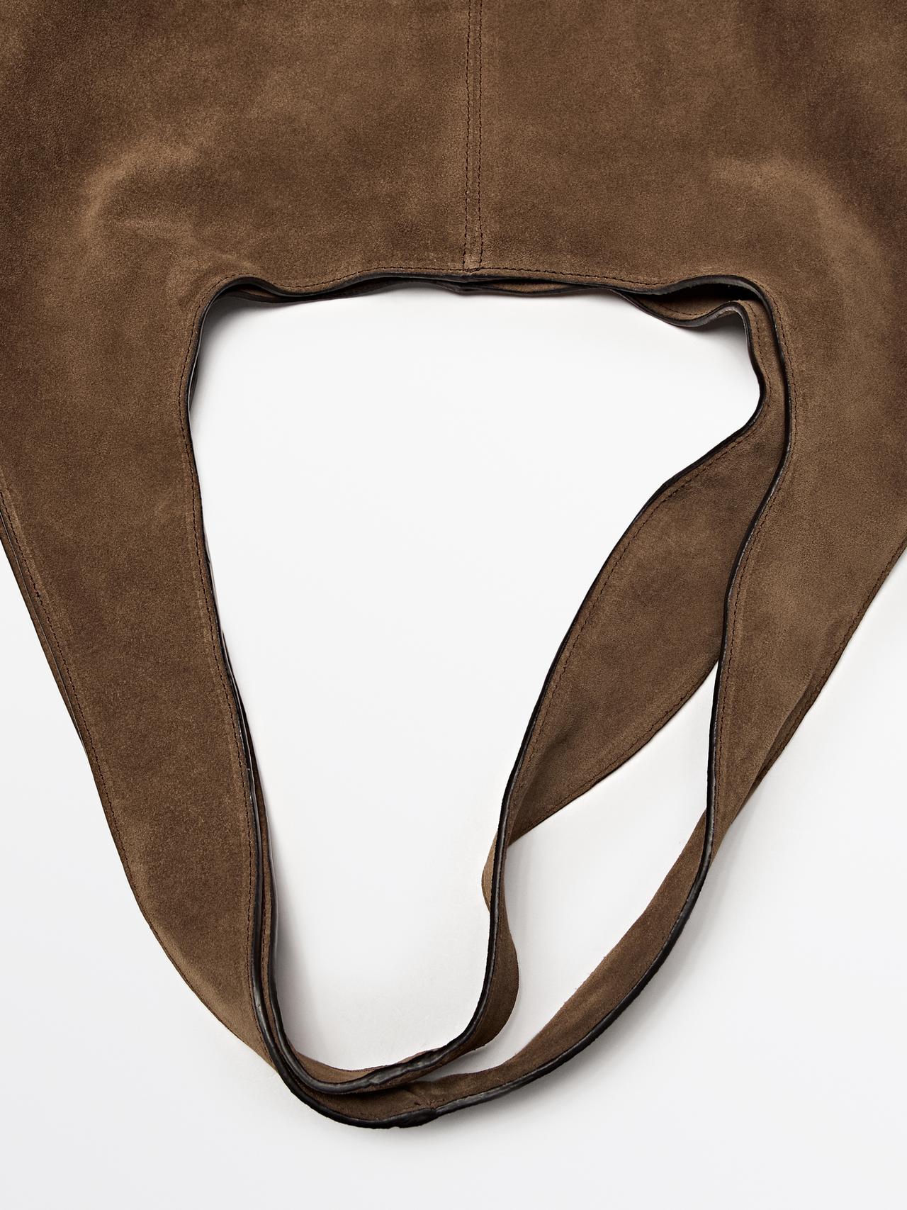 Split leather maxi tote bag — ECRU