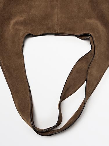 Split leather maxi tote bag — ECRU 9