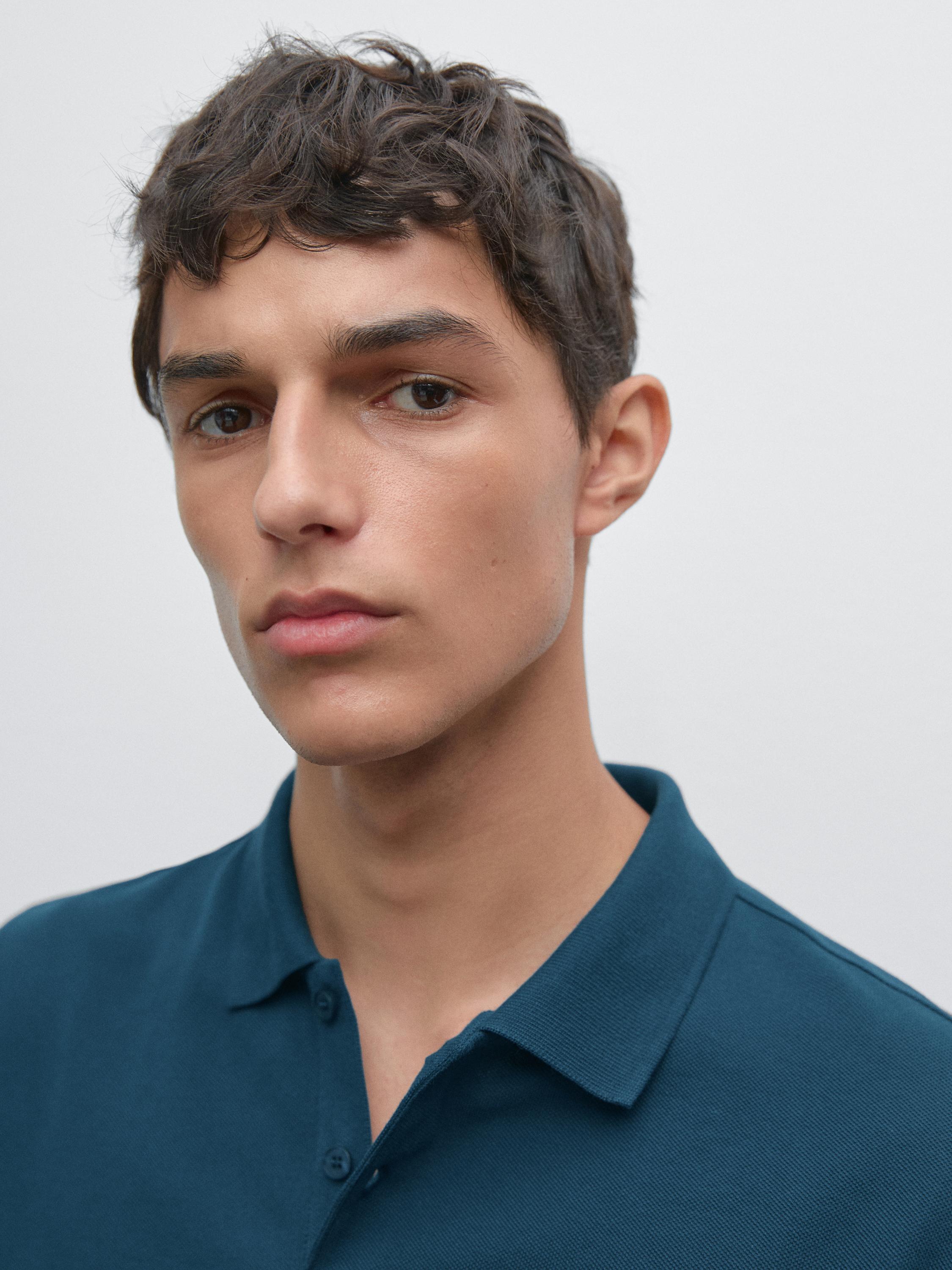 Micro textured piqué cotton polo shirt
