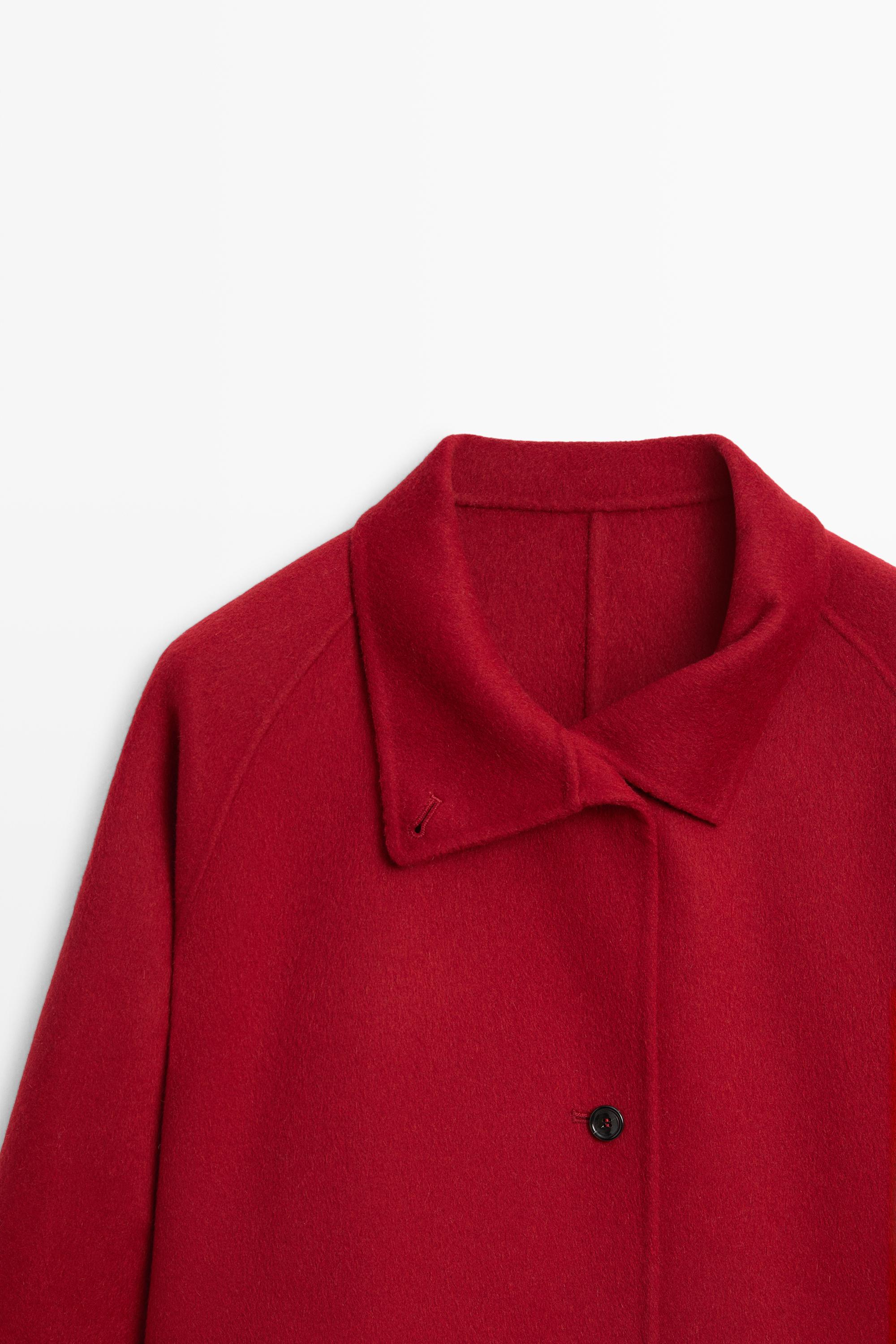 Short wool blend stand collar coat
