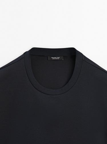 100% mercerised cotton ribbed T-shirt — NAVY BLUE 9