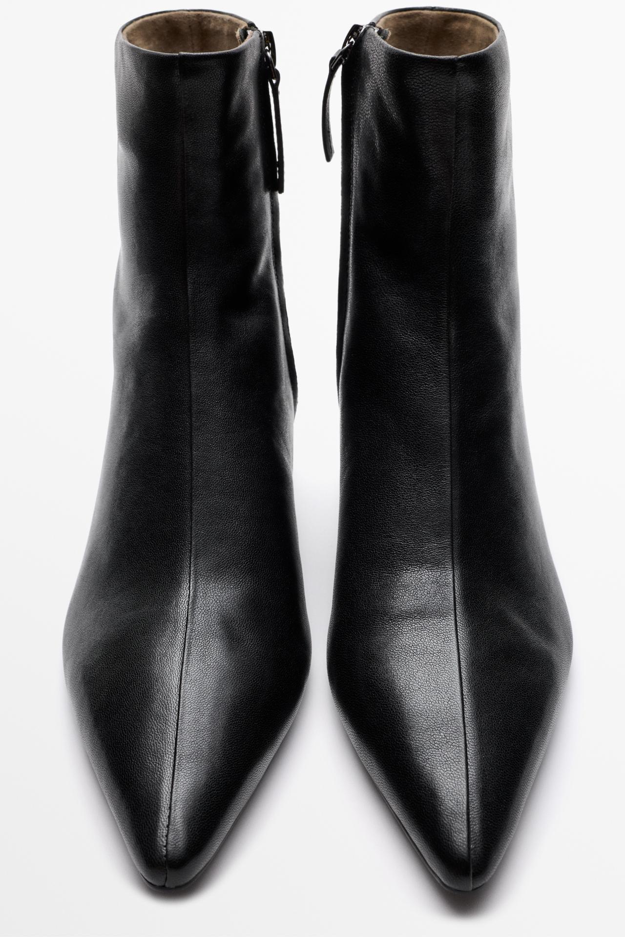 Leather low-heel ankle boot — BLACK