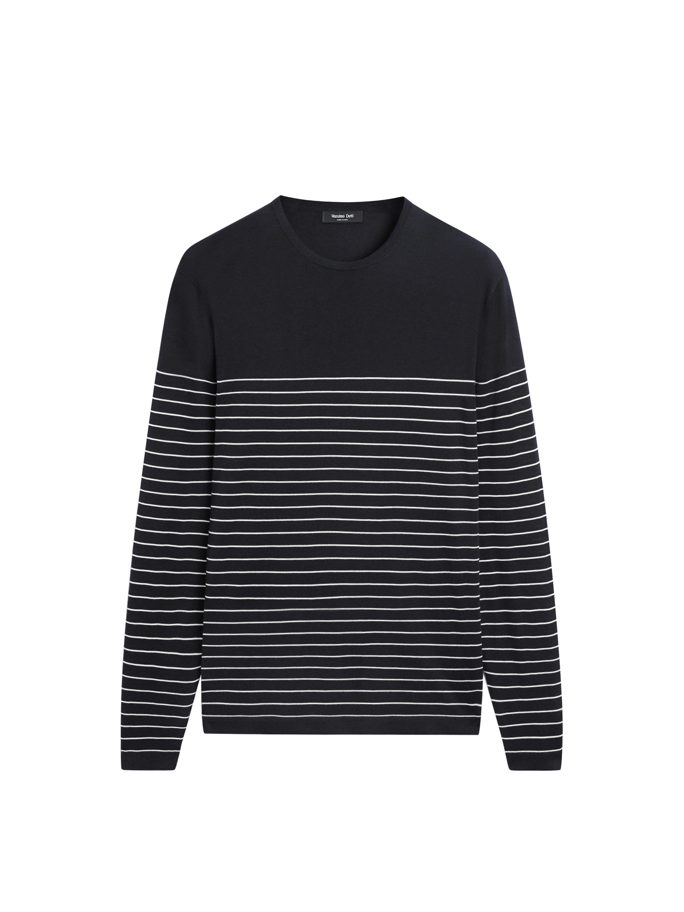 Striped crew neck sweater — NAVY BLUE