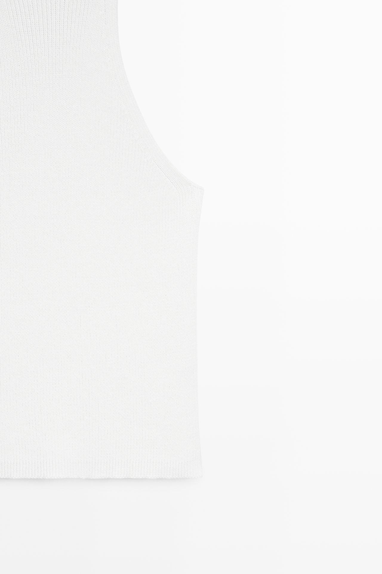 Cotton blend halter top with ribbed detail — WHITE