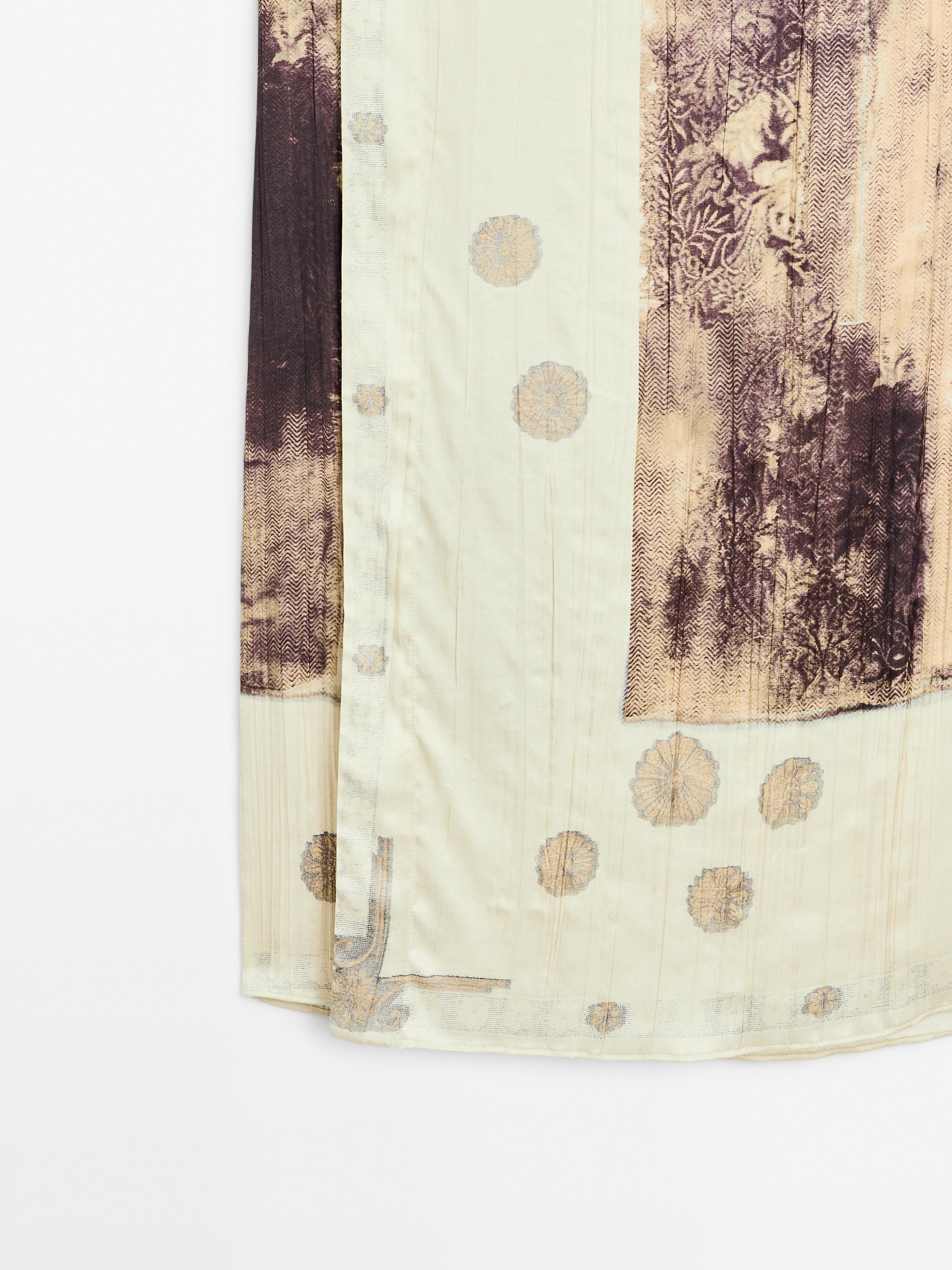 ★ Massimo Dutti★ Printed satin midi skirt 05206804606 Printed satin midi skirt · Burgundy · Sunglasses | Massimo Dutti