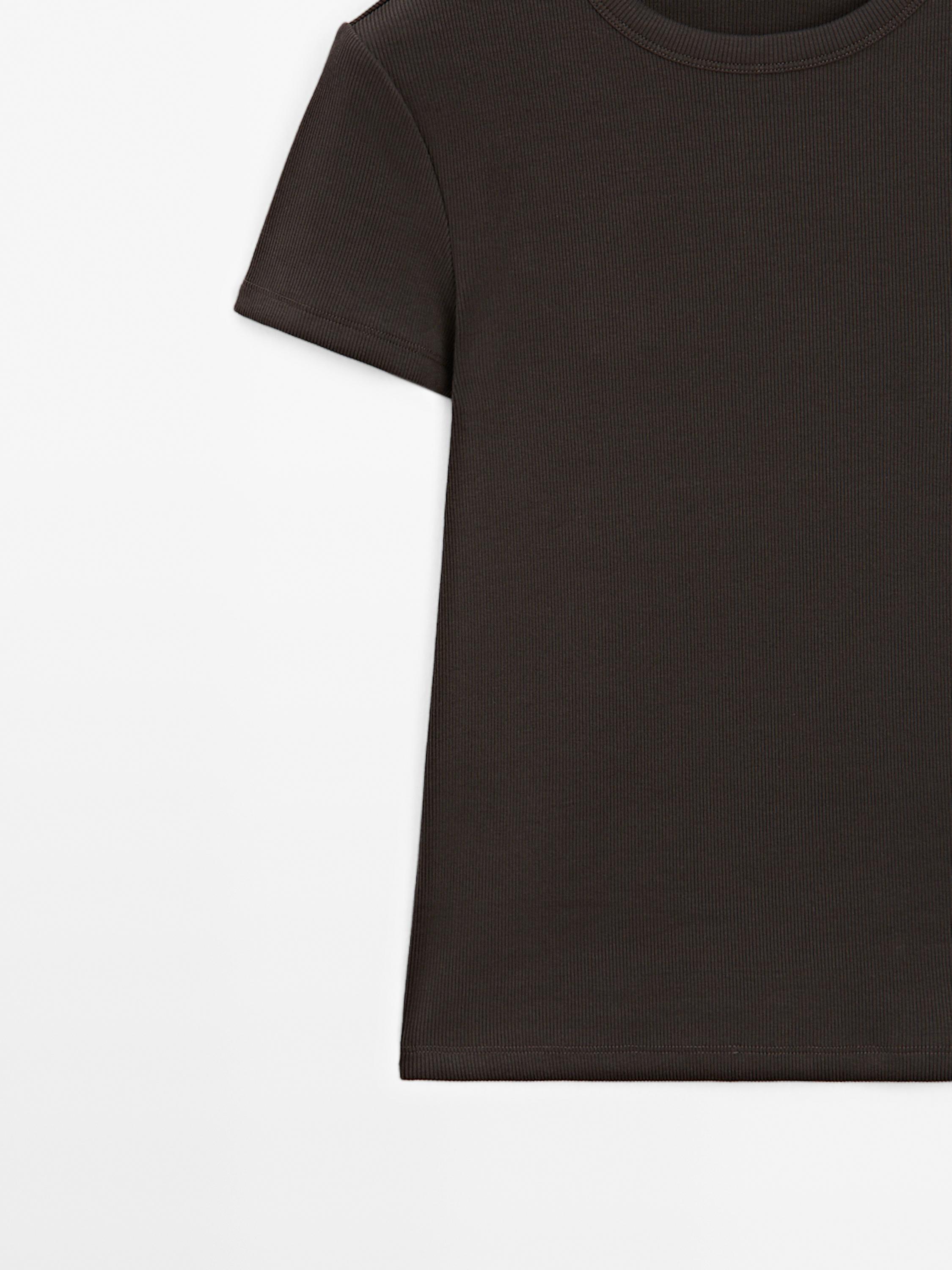 Ribbed heavy weight short sleeve T-shirt — BROWN