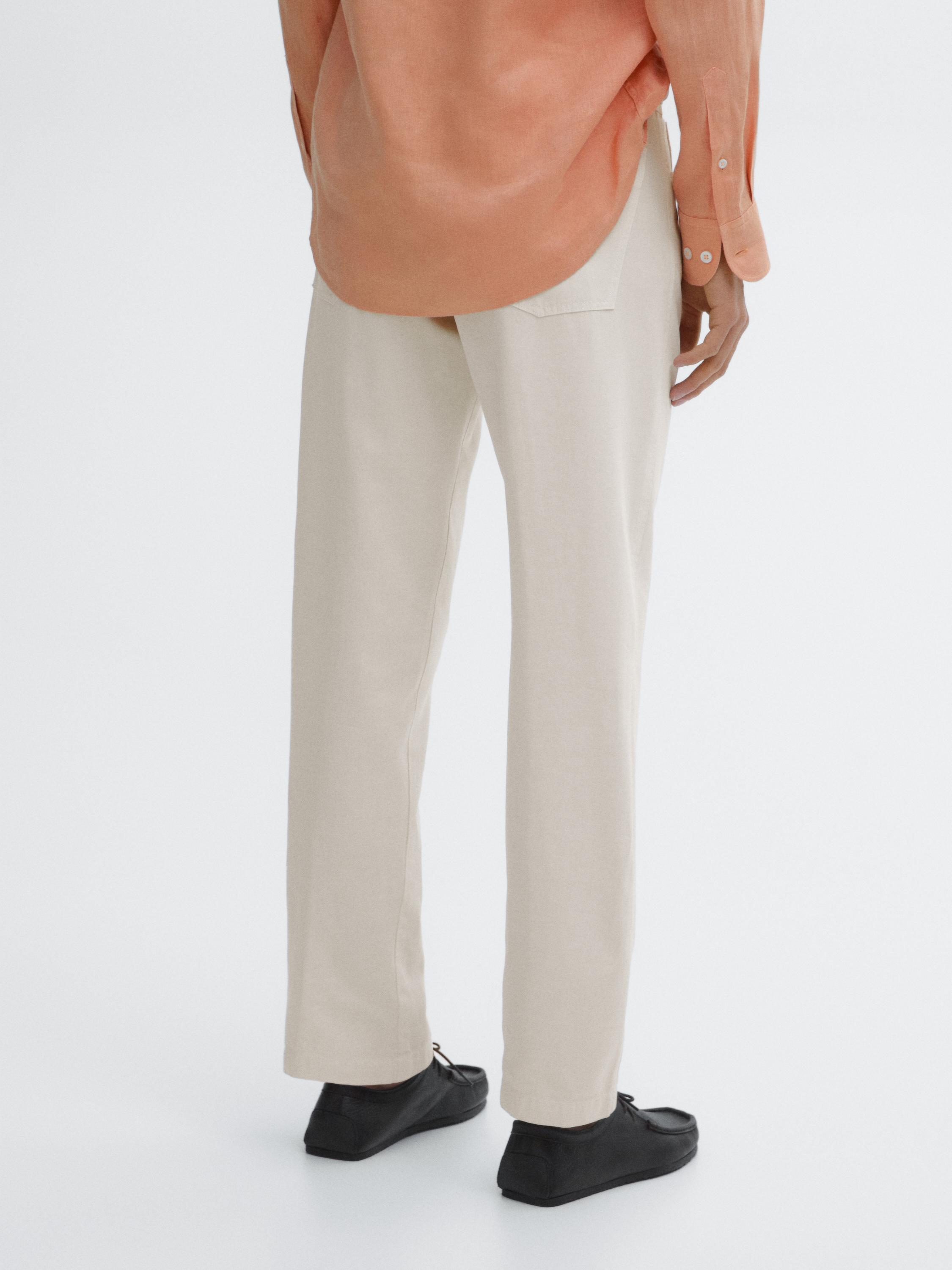 Relaxed fit cotton blend denim trousers