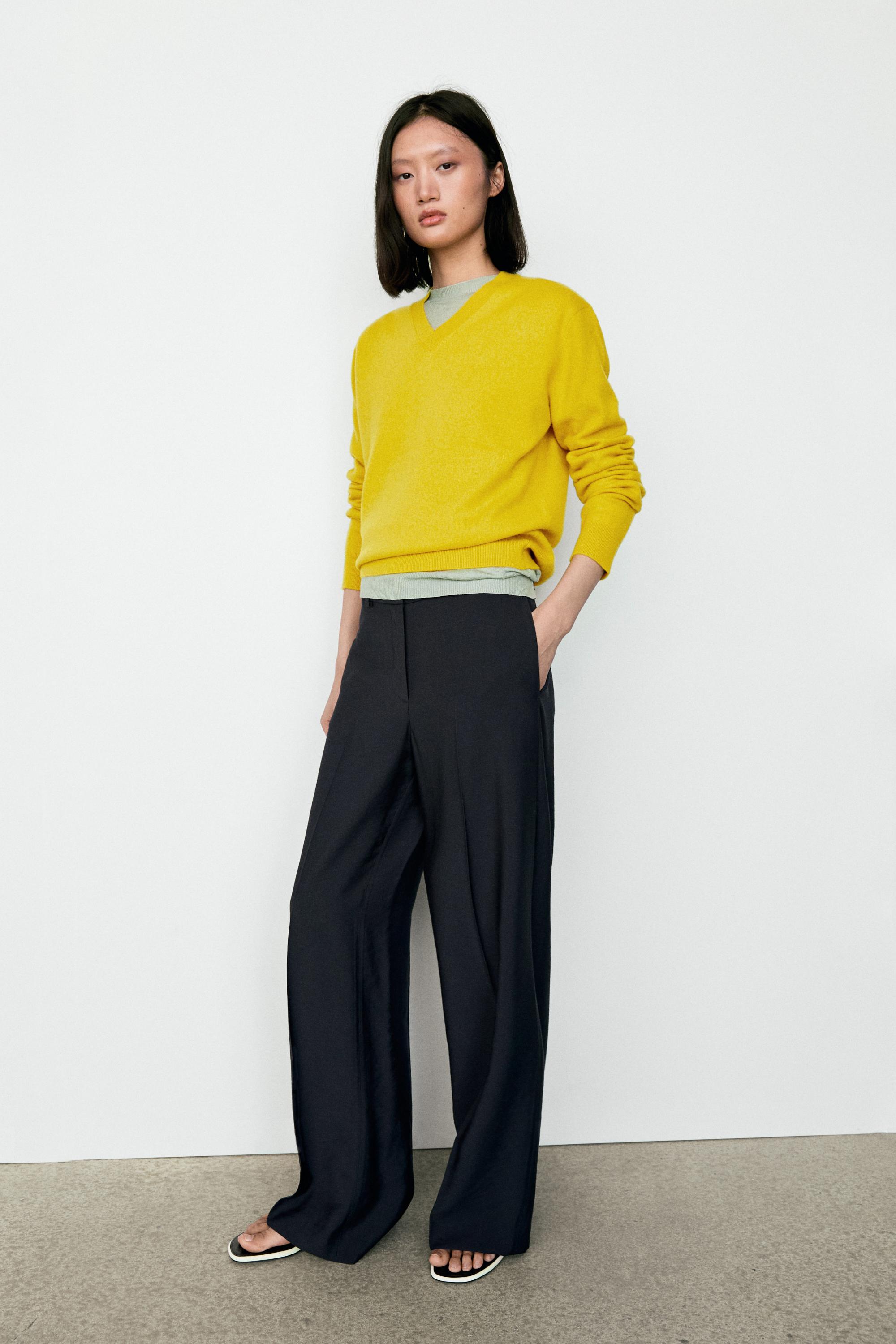 100% cashmere knit sweater — LIME