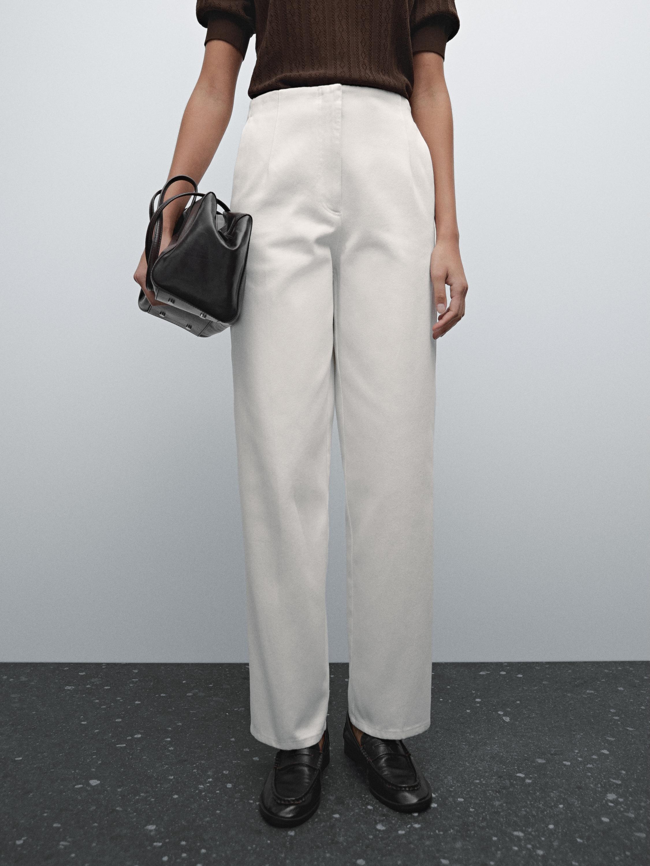 Wide-leg cotton trousers with no waistband