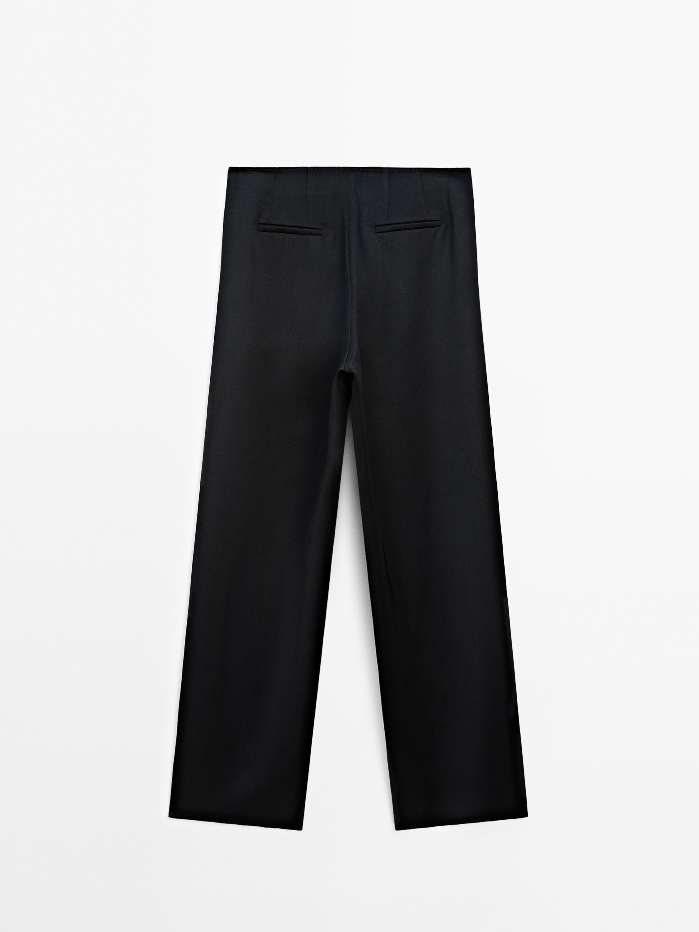 Flowing textured satin trousers