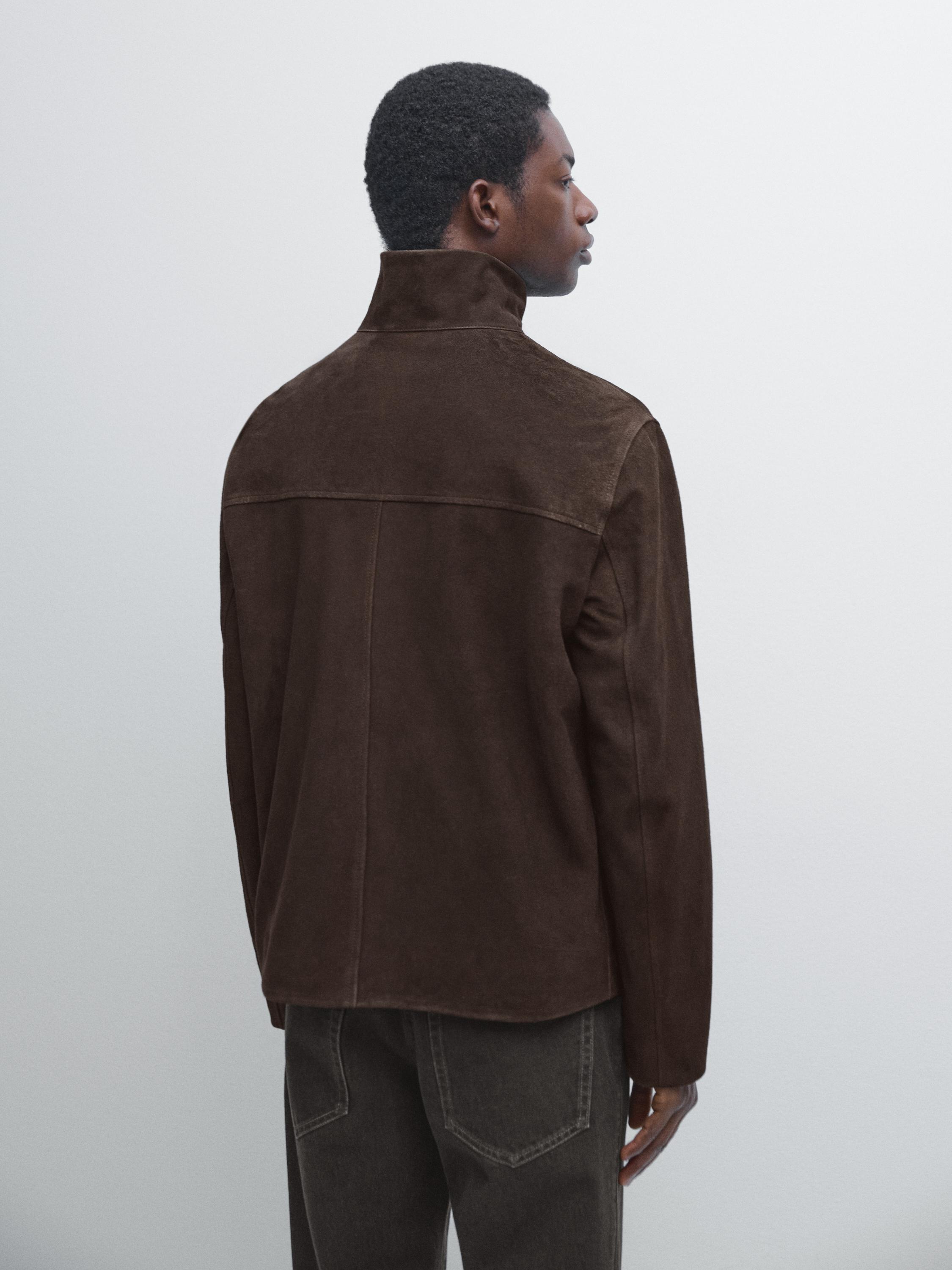 Suede leather jacket — GREY