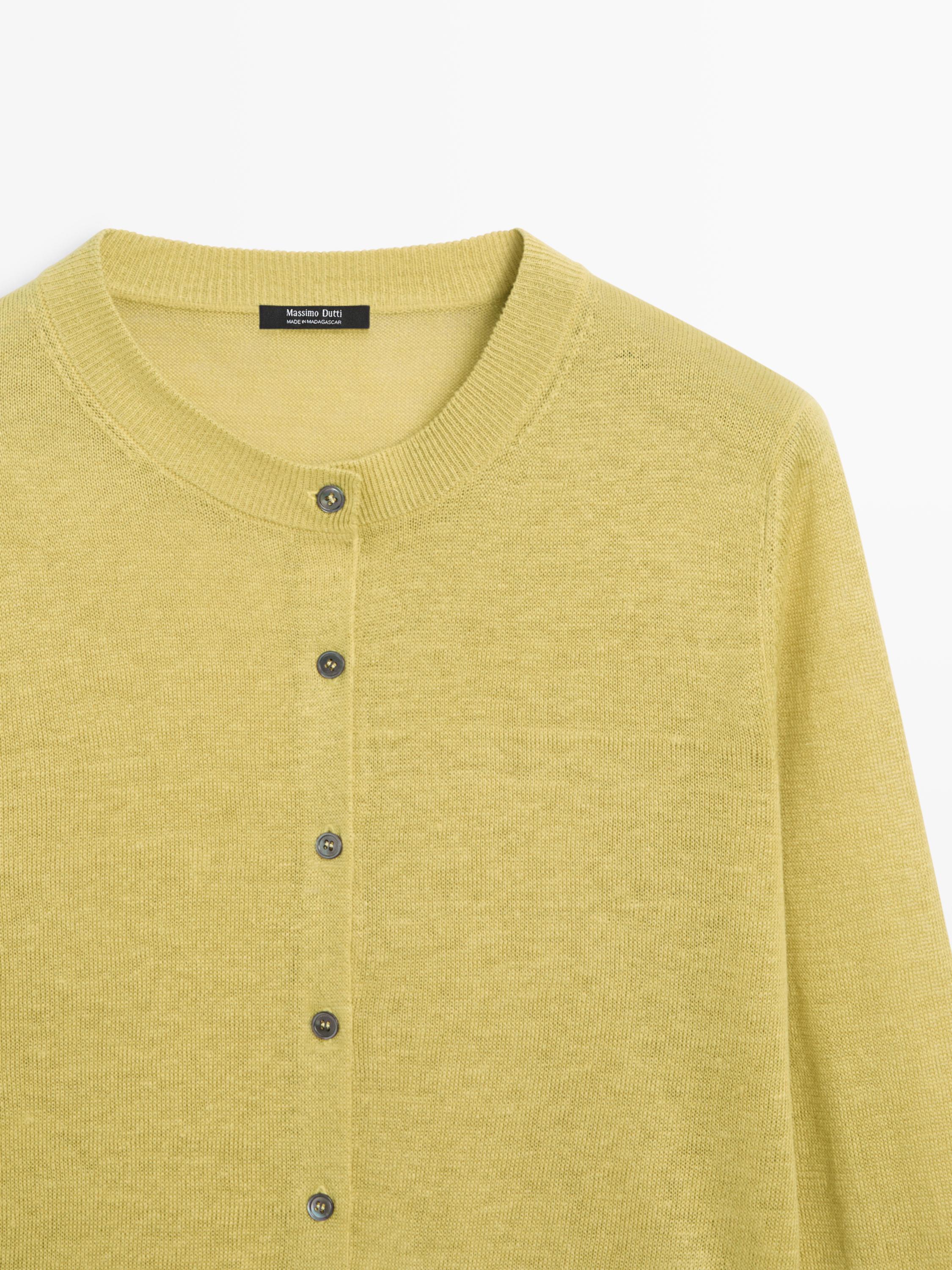 Kısa keten triko hırka