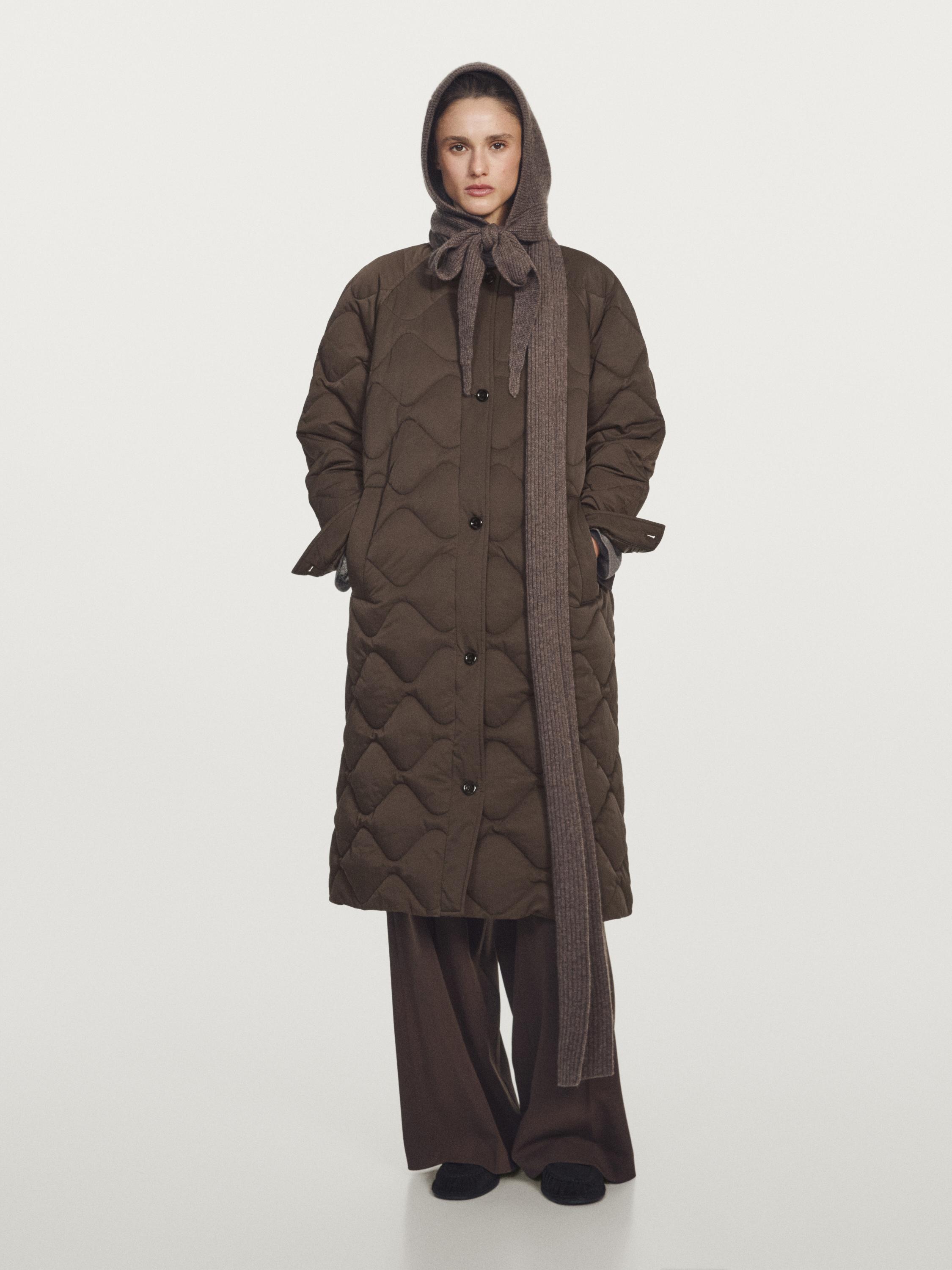 Long water-repellent puffer jacket
