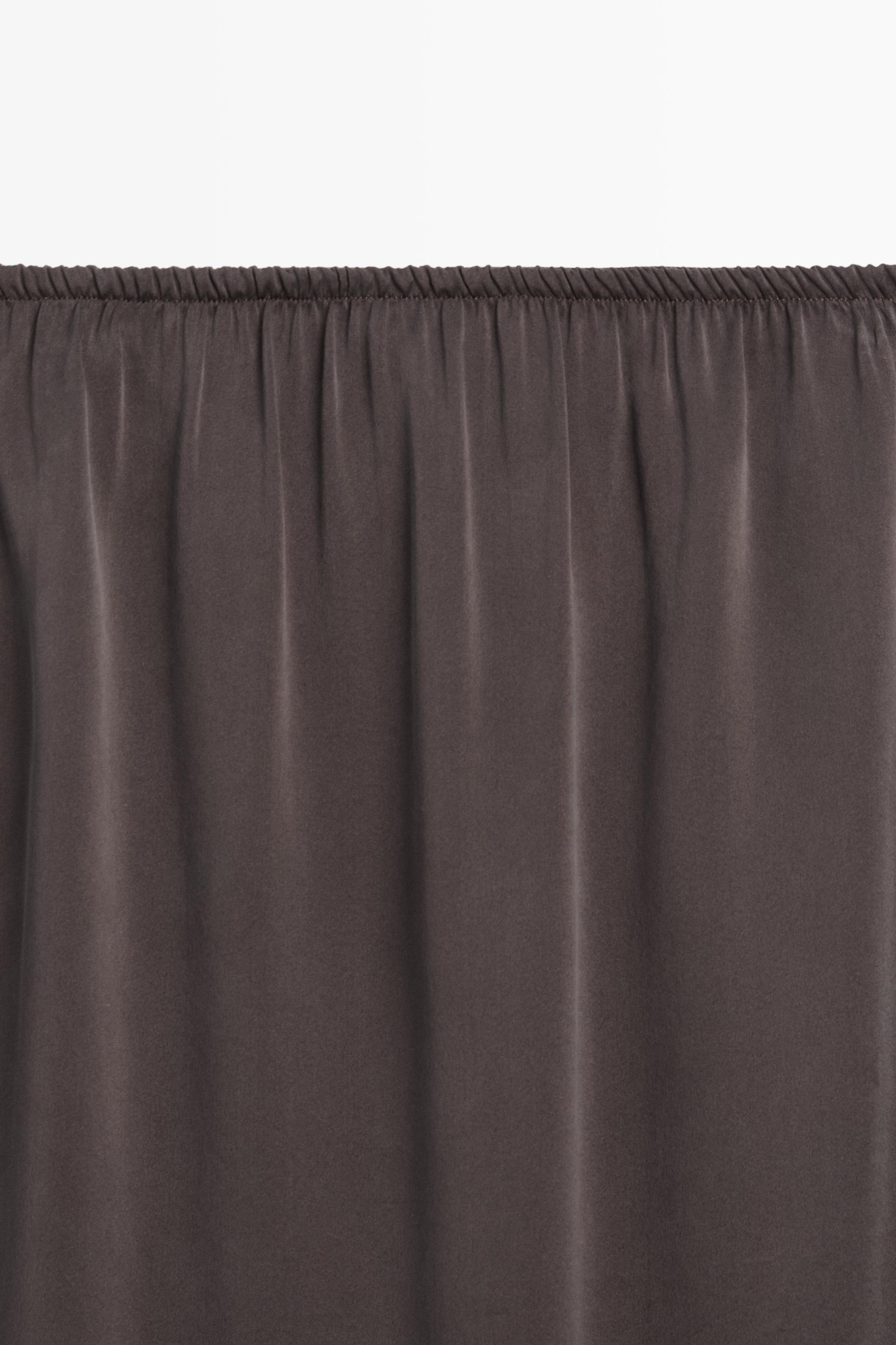 100% silk straight midi skirt — DARK GREY