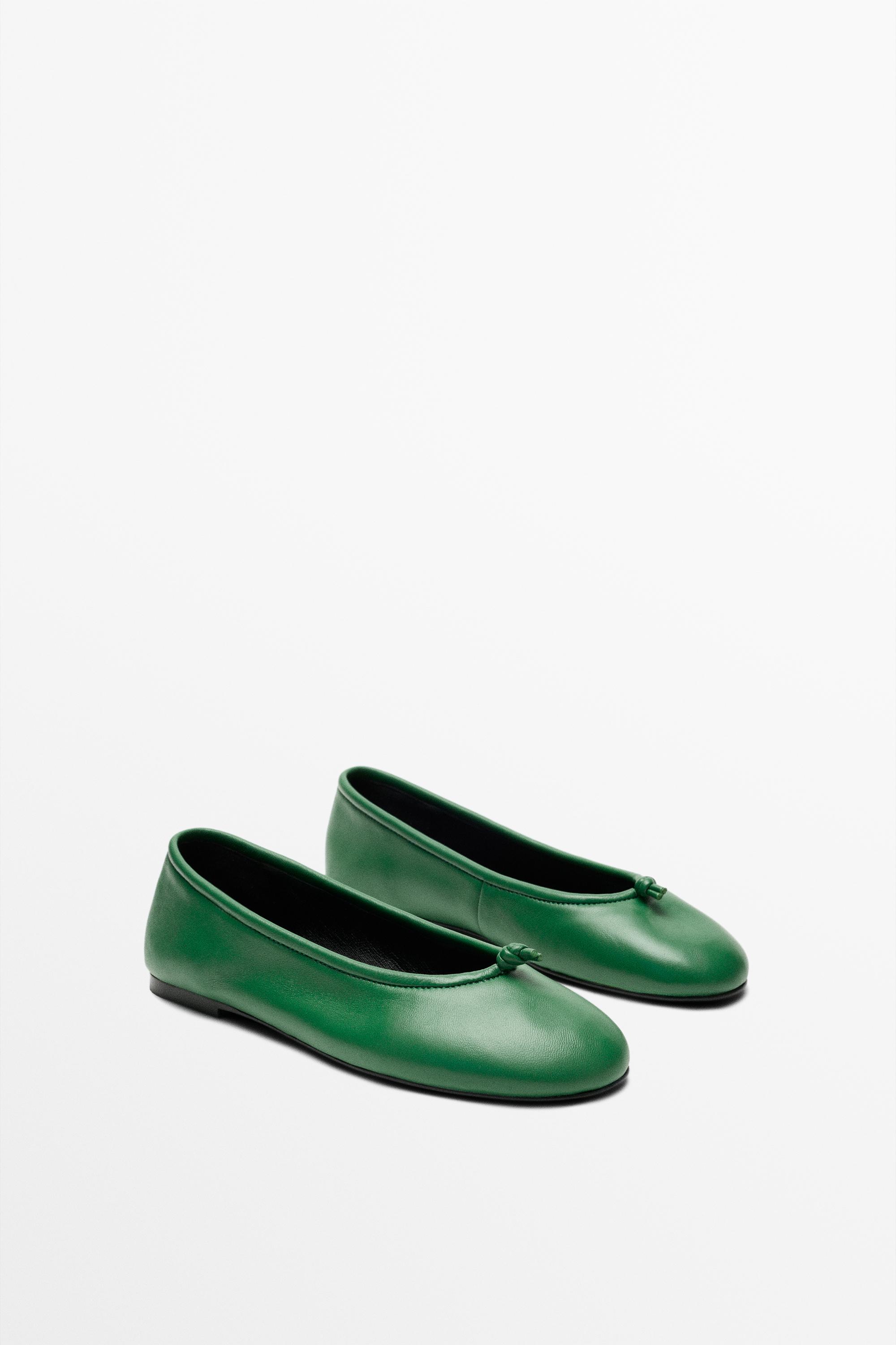 Leather knot ballet flat — GREEN