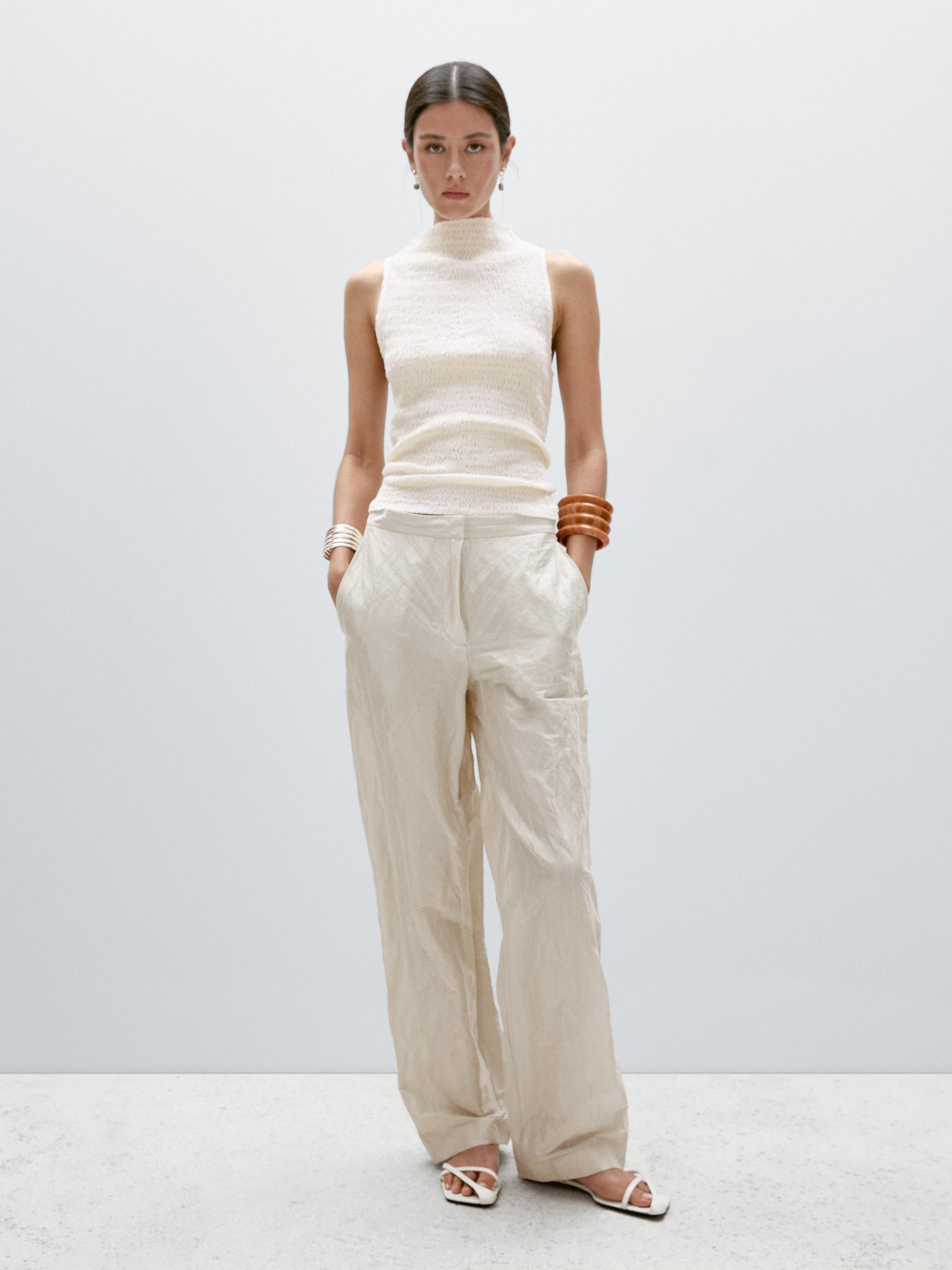 Top z mieszanki bawełny z fakturą