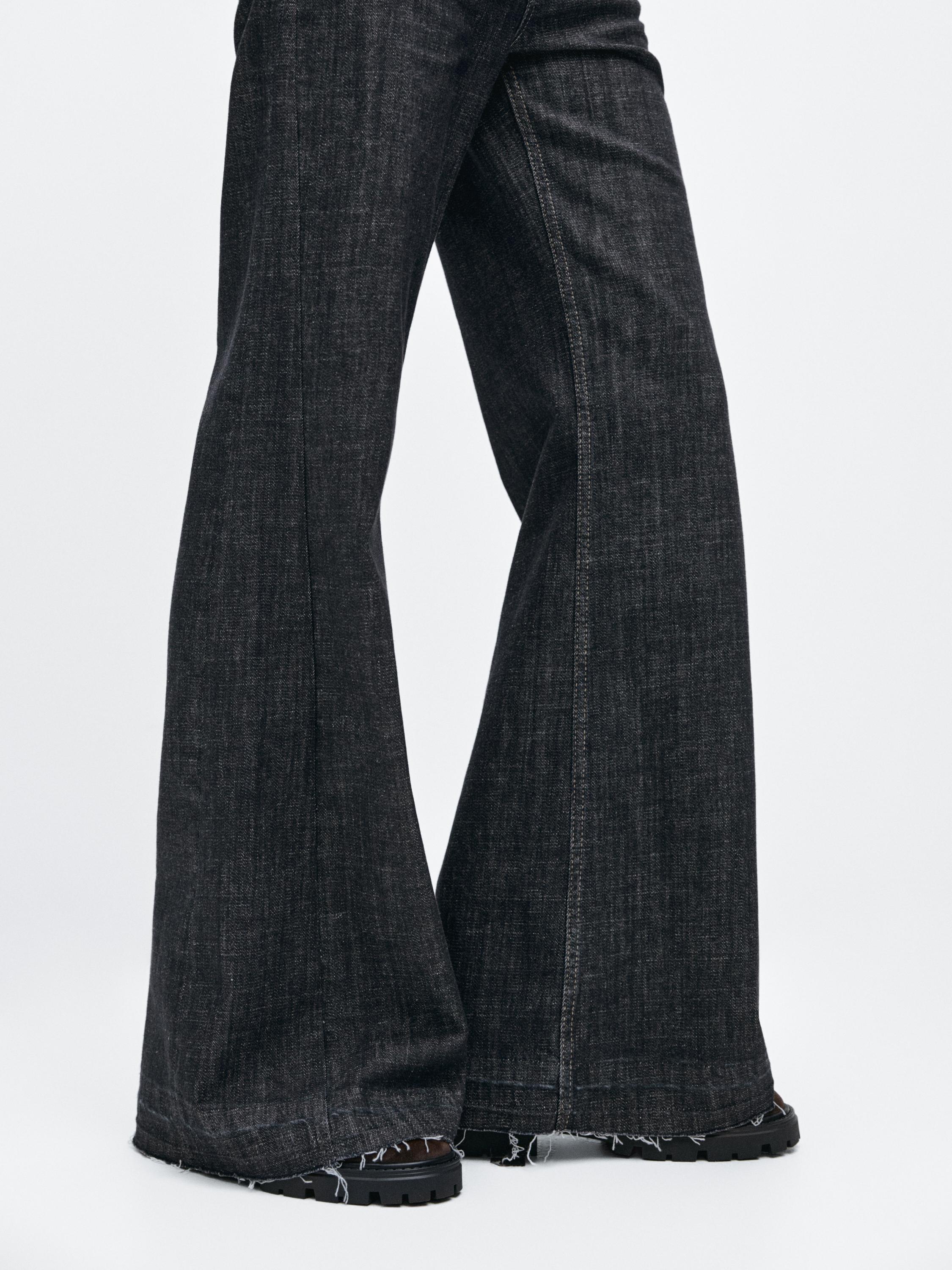 Flared high-waist jeans — DARK BLUE