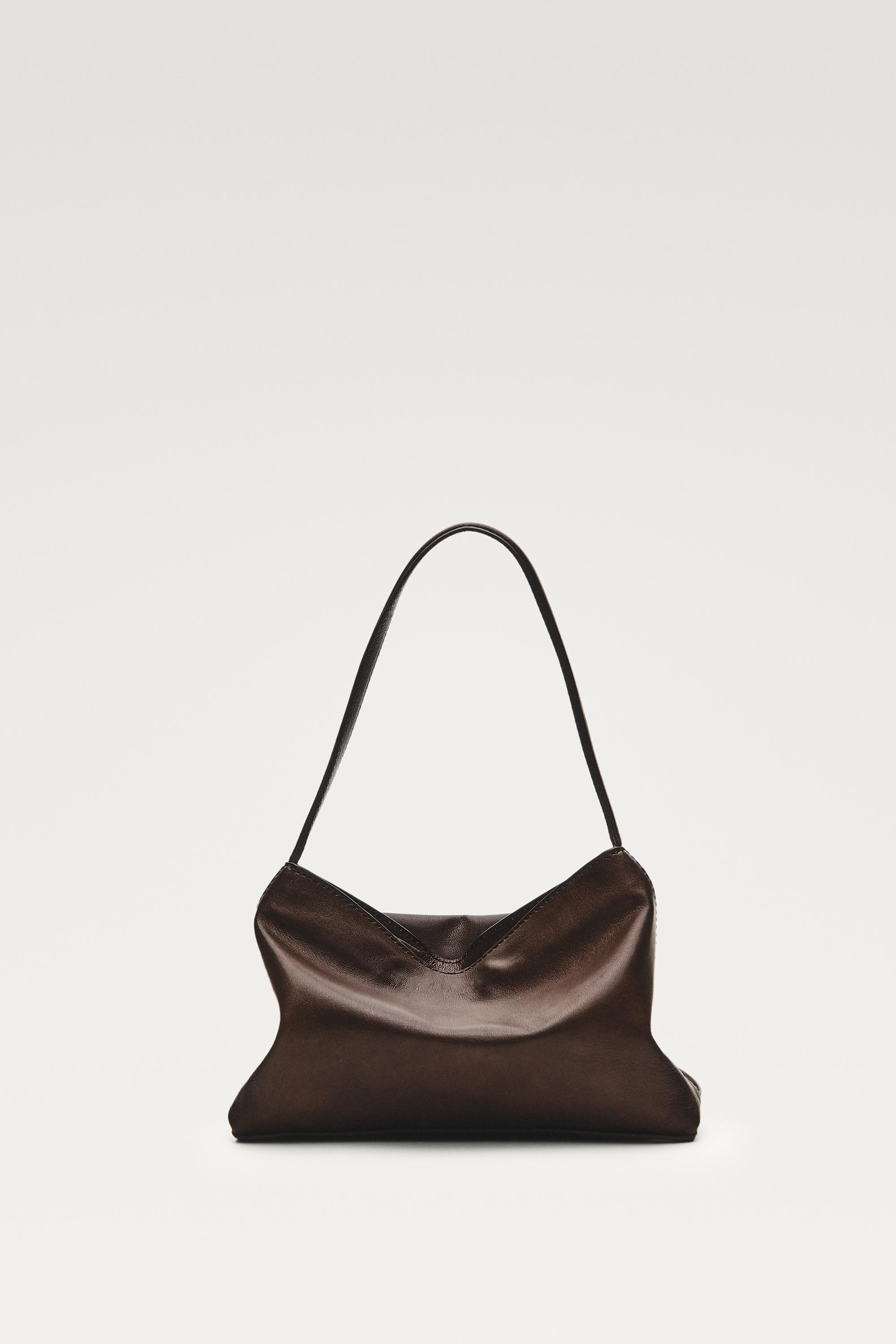 Small nappa leather shoulder bag — BROWN