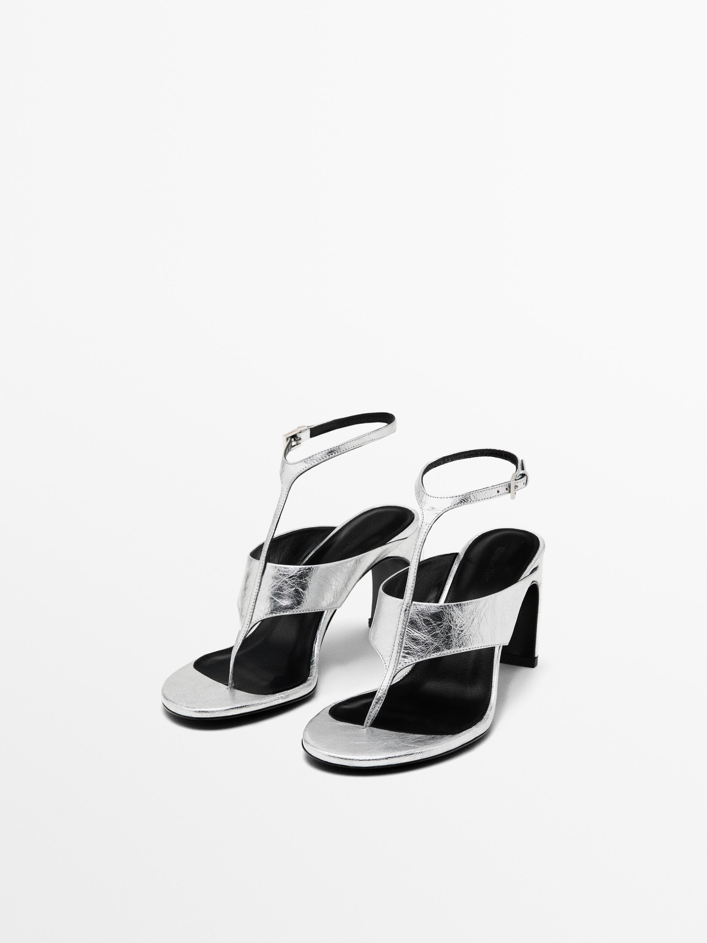 Metallic heeled sandals
