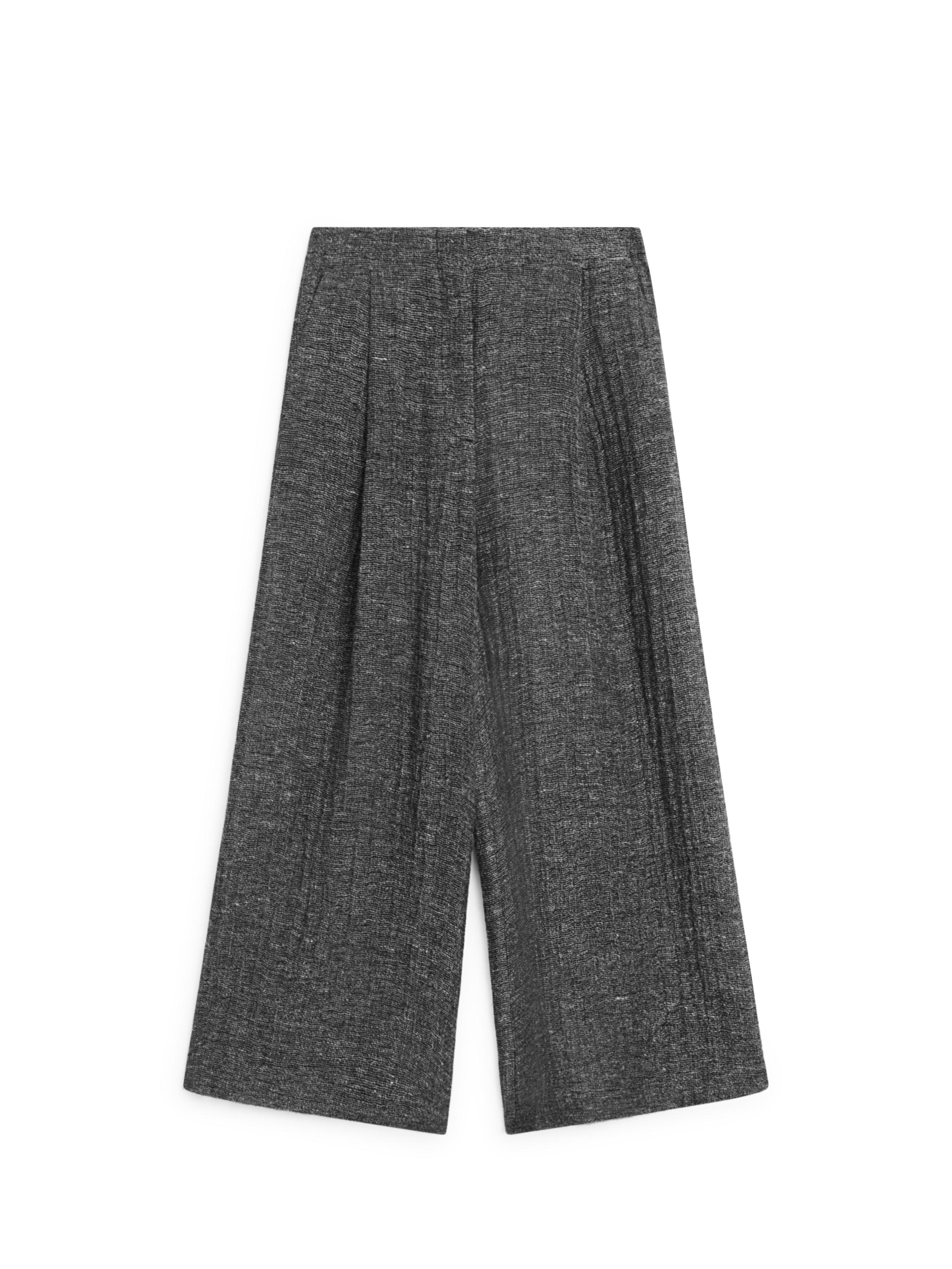 Linen blend melange darted pants — GREY
