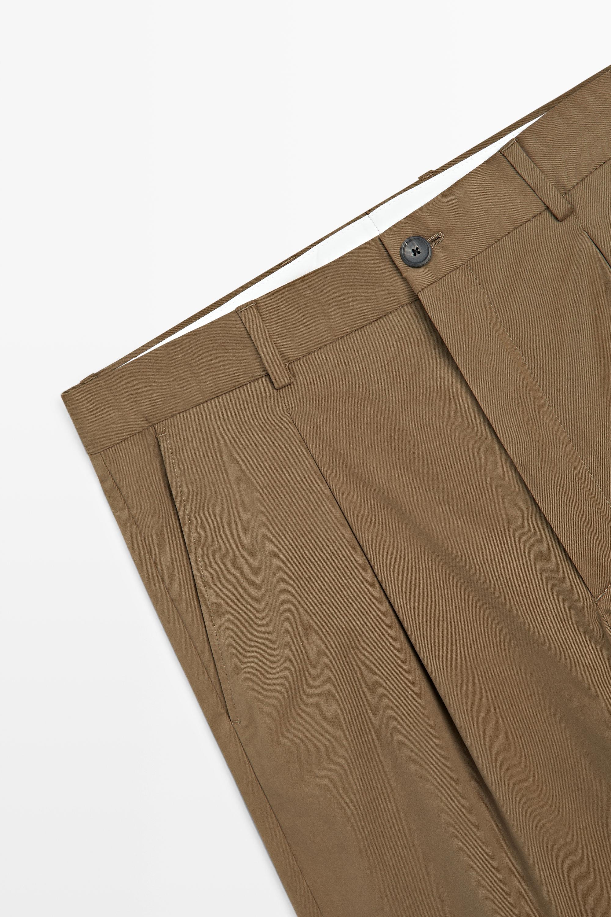 Cotton blend relaxed fit pants — Caramel