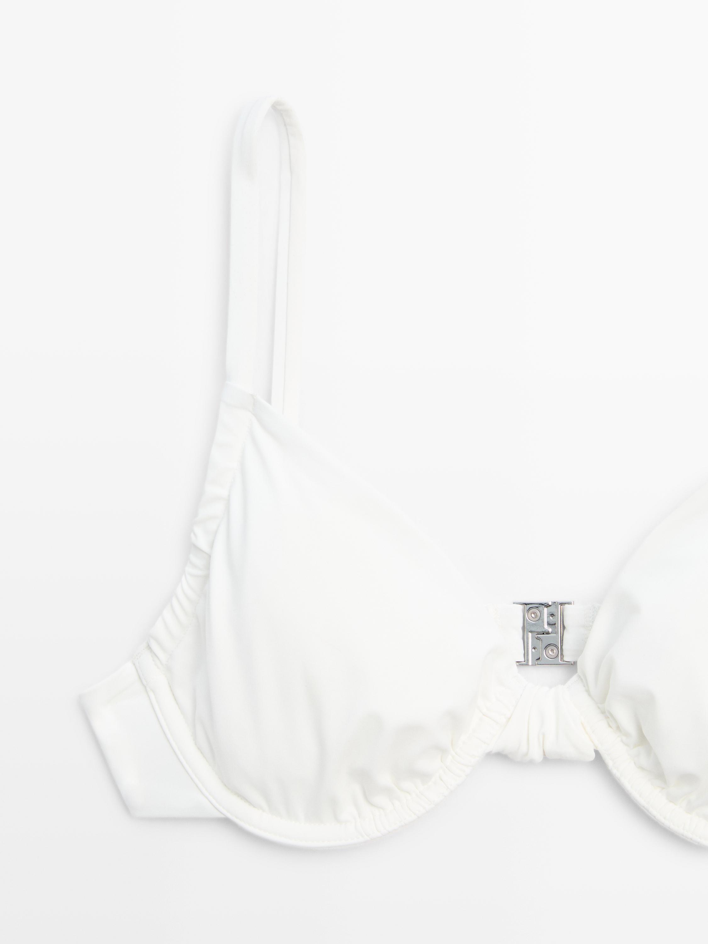 Gathered bikini top with underwire — Off white