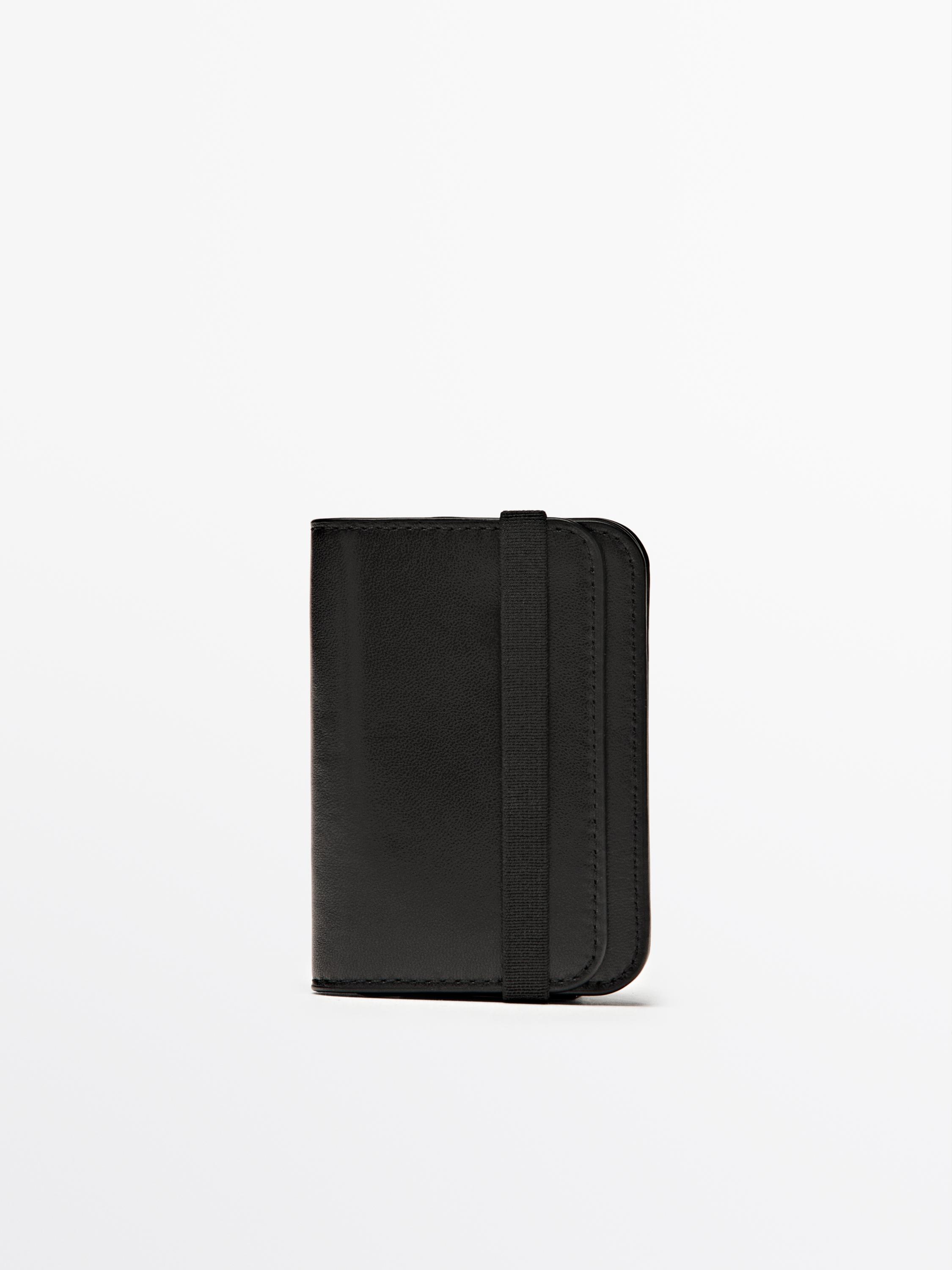 Nappa leather card holder with flap
