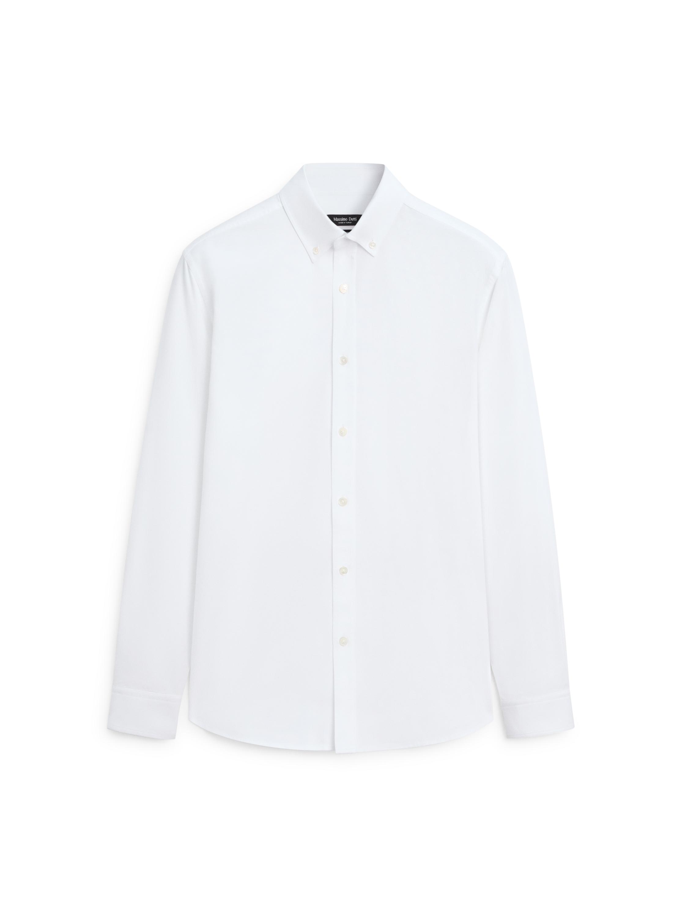100% cotton regular fit Oxford shirt — WHITE