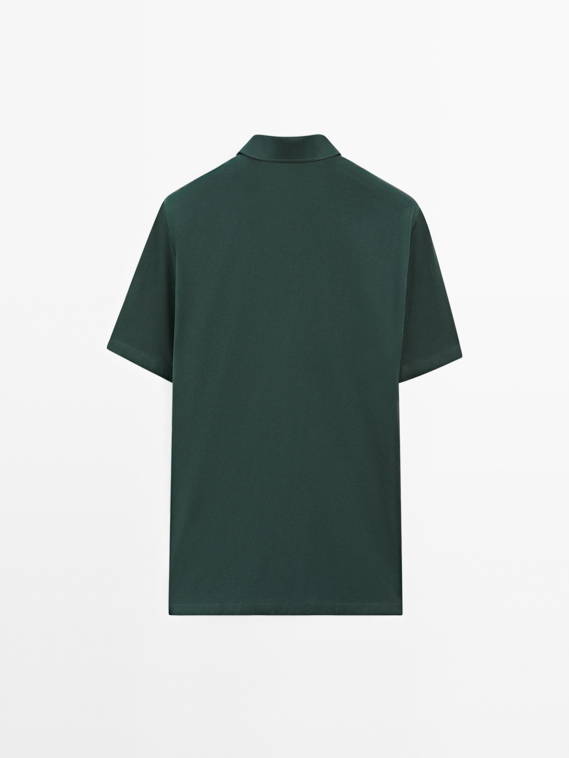 Slim fit cotton blend polo shirt