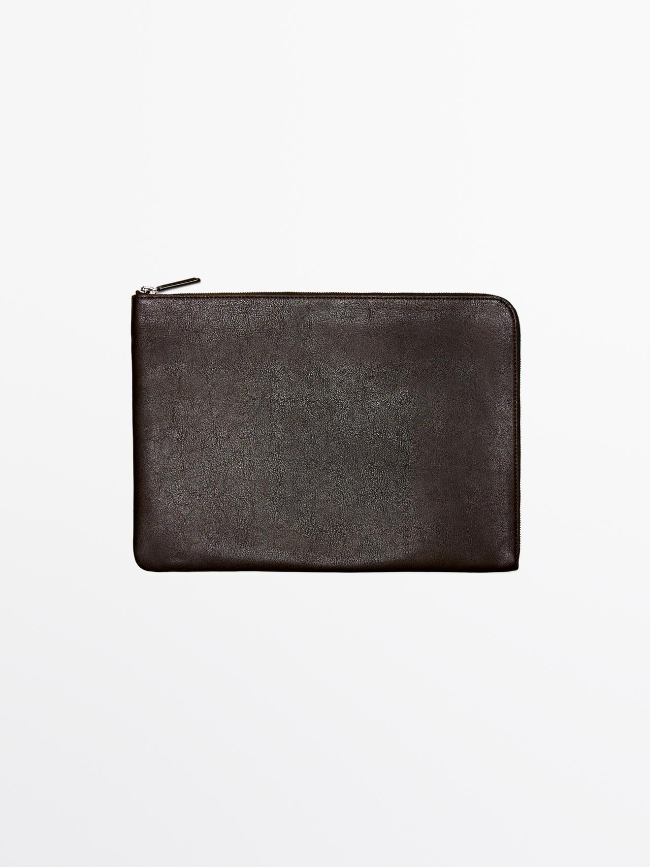 Massimo Dutti - Herre - Clutch-Pung I Nappaskind - Brun - 01