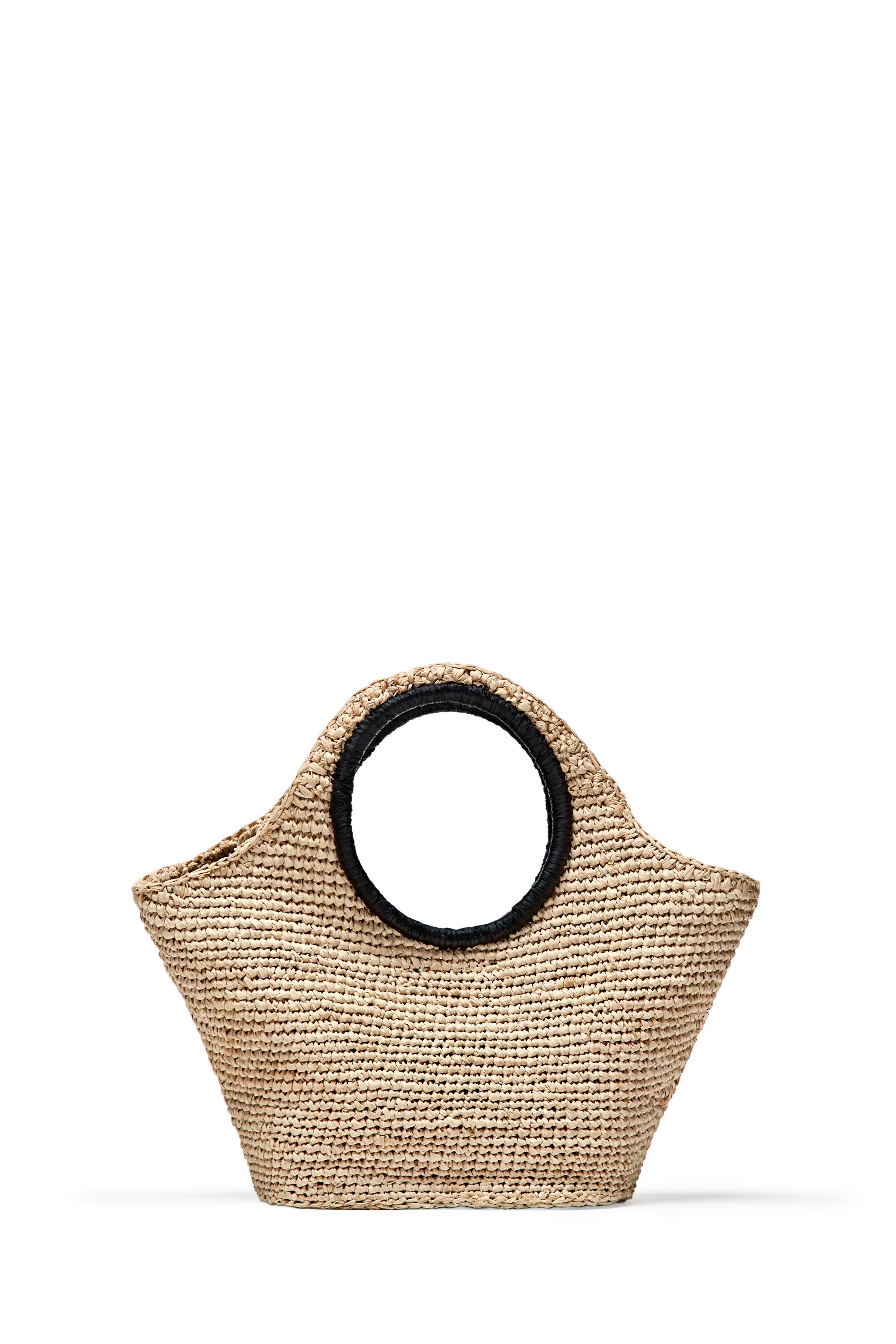 100% Raffia Mini Crescent Bag — BEIGE