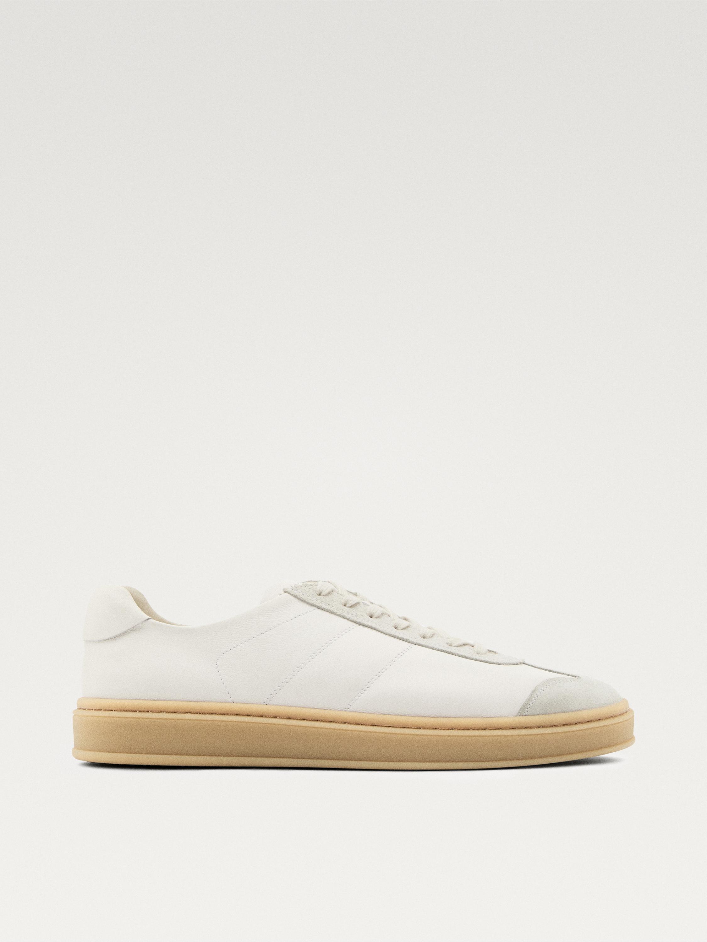 Contrast leather trainers