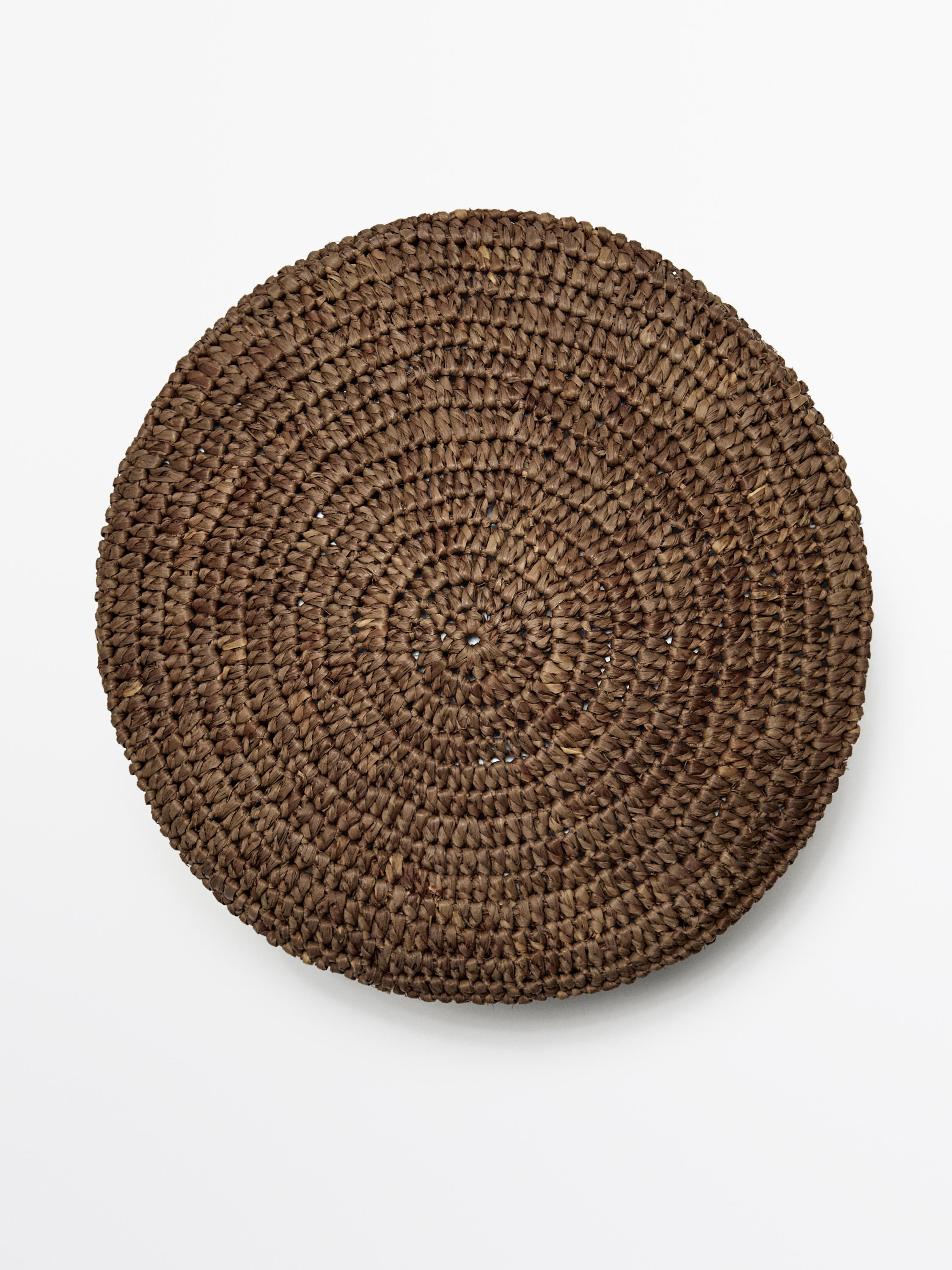 100% raffia skullcap hat