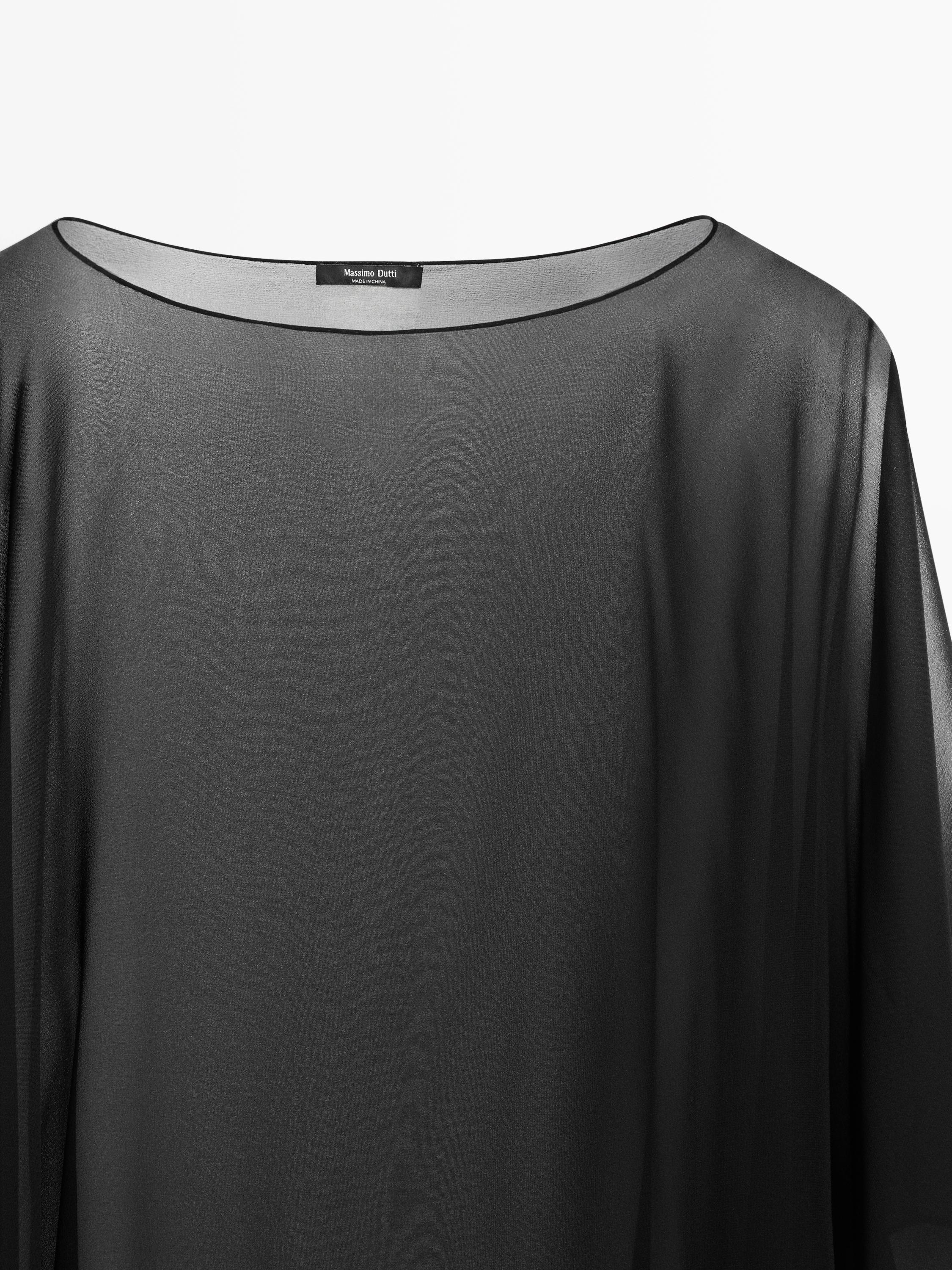 Asymmetric cut silk cape — BLACK