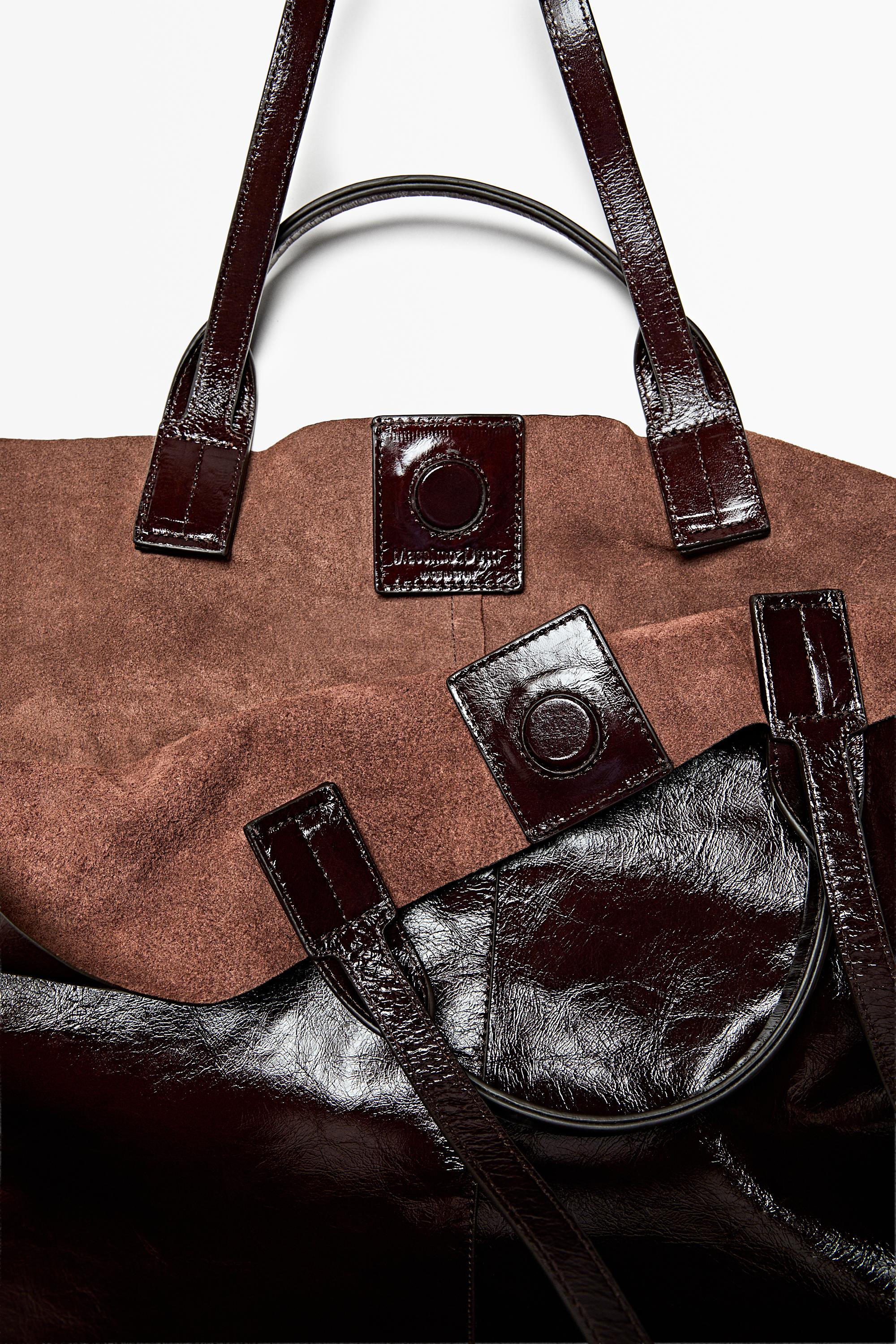 Bolso tote maxi piel napa crackle