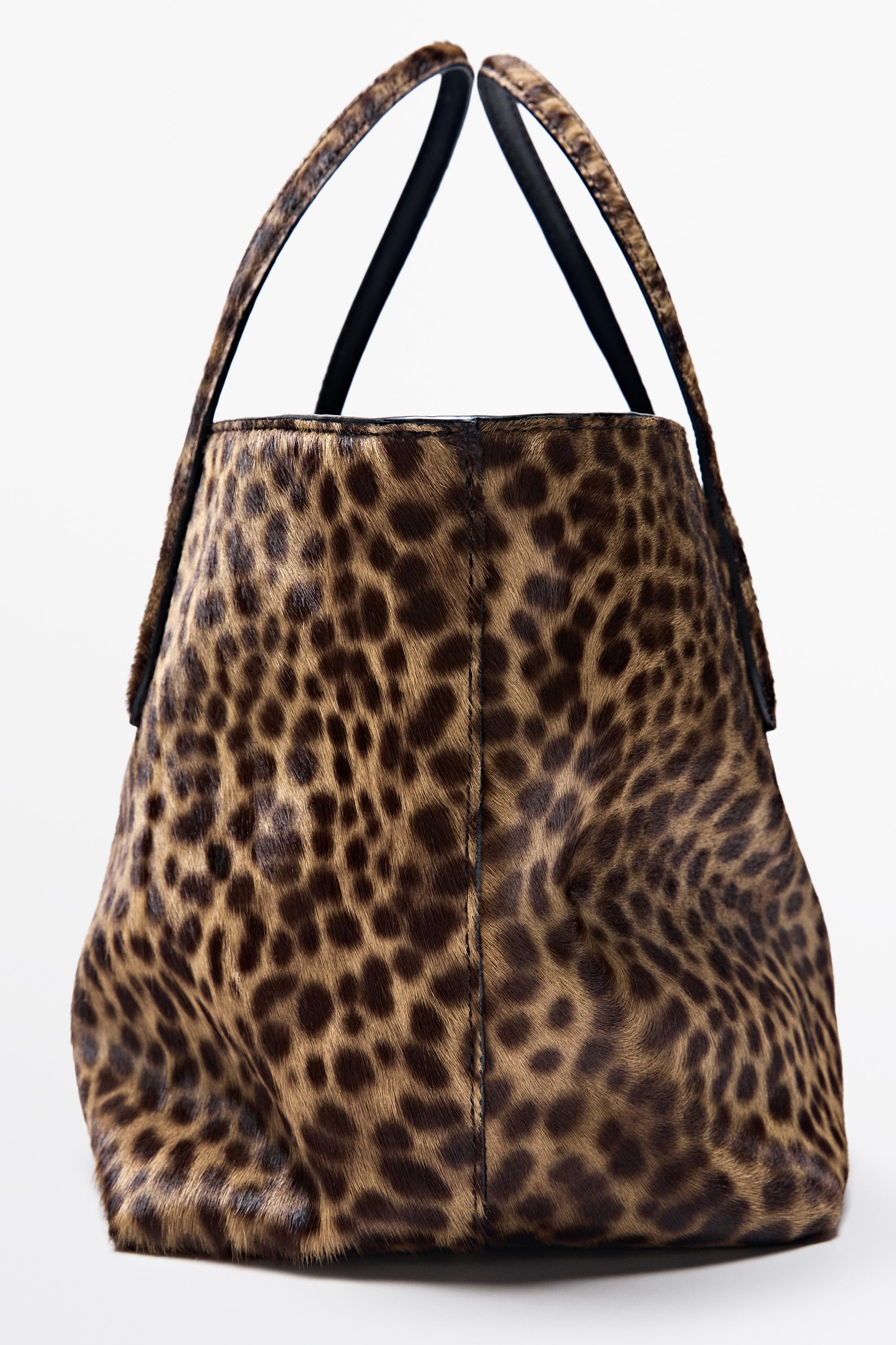 Sac tote moyen en cuir façon fourrure